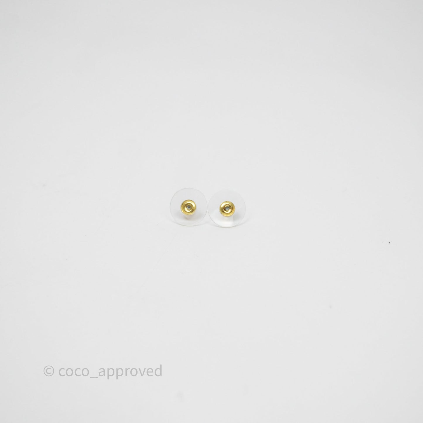 Chanel CC Denim Hoop Earrings Gold Tone