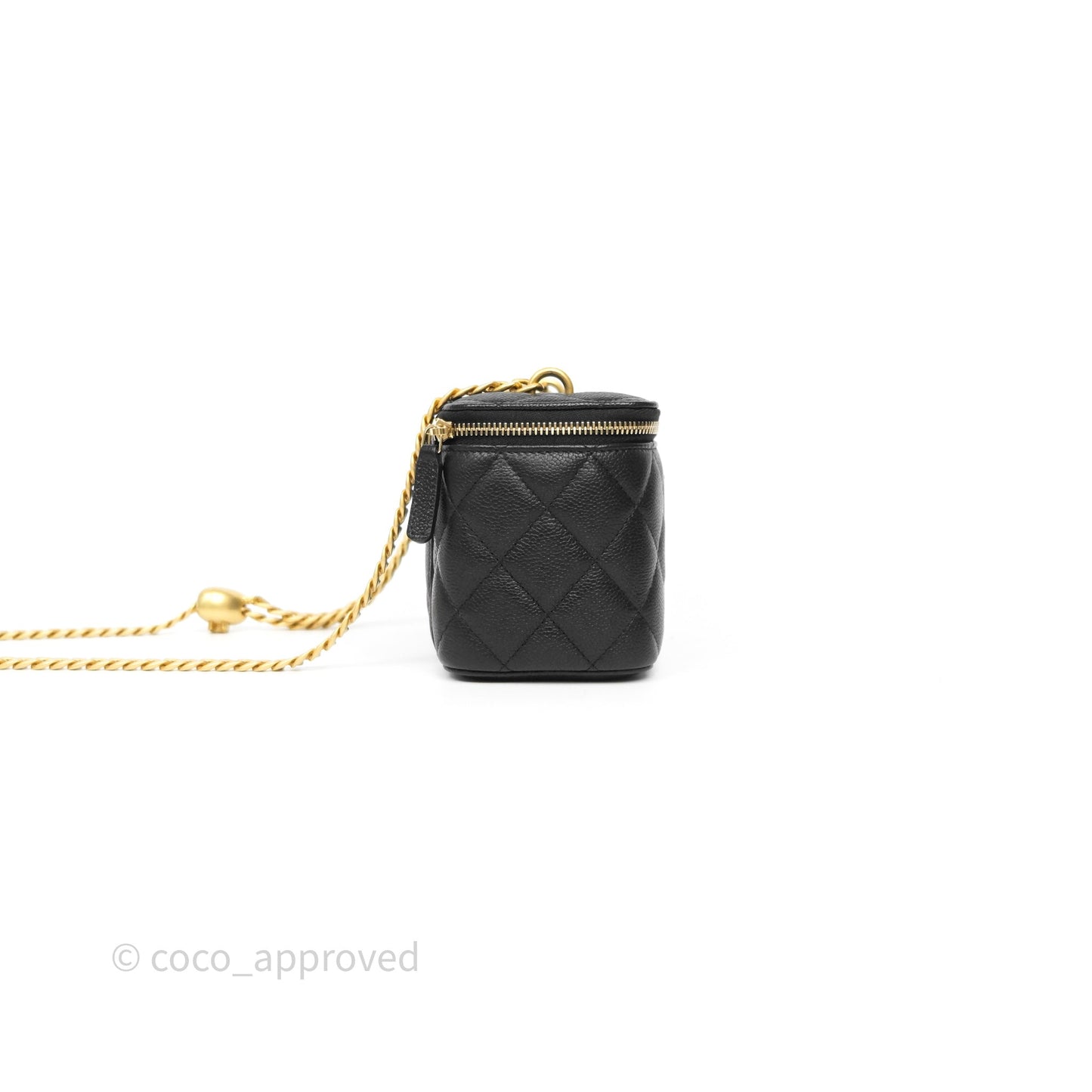 Chanel Vanity with Heart Adjustable Chain Black Caviar Aged Gold Hardware