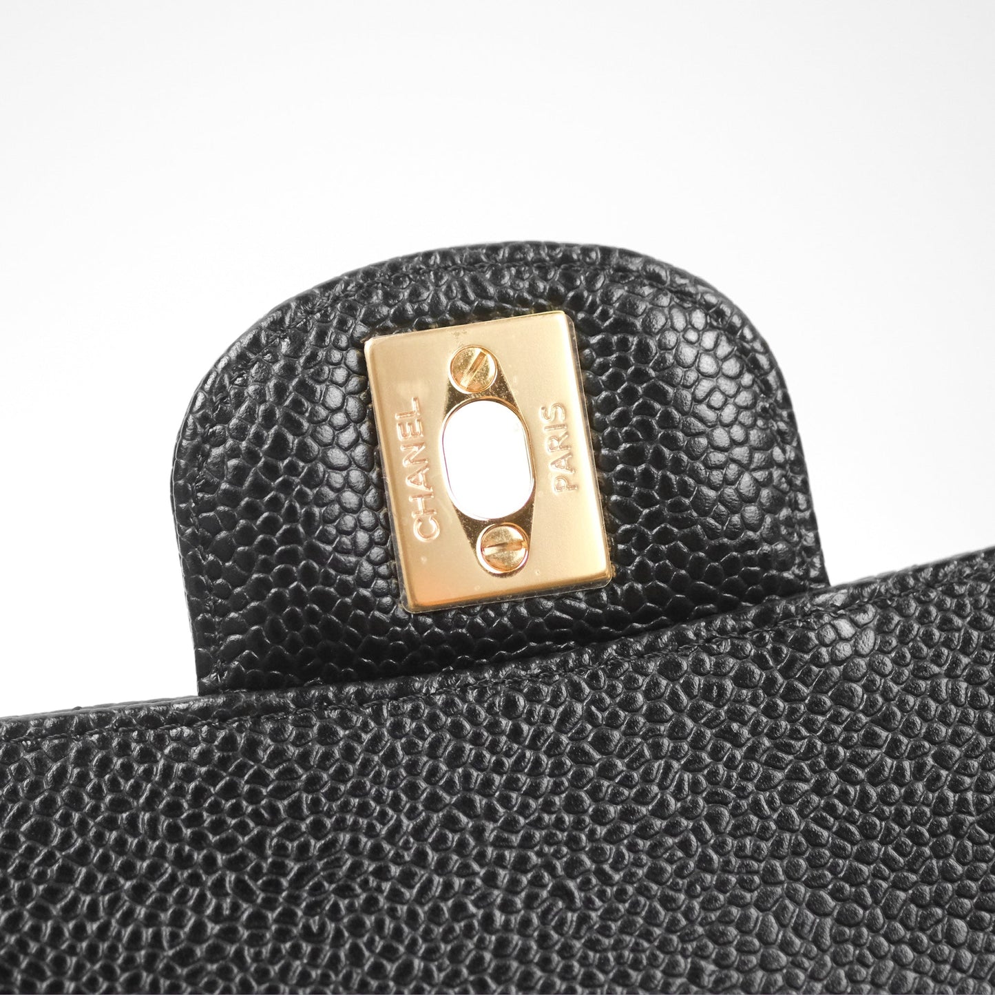 Chanel Classic M/L Medium Flap Quilted Black Caviar Gold Hardware