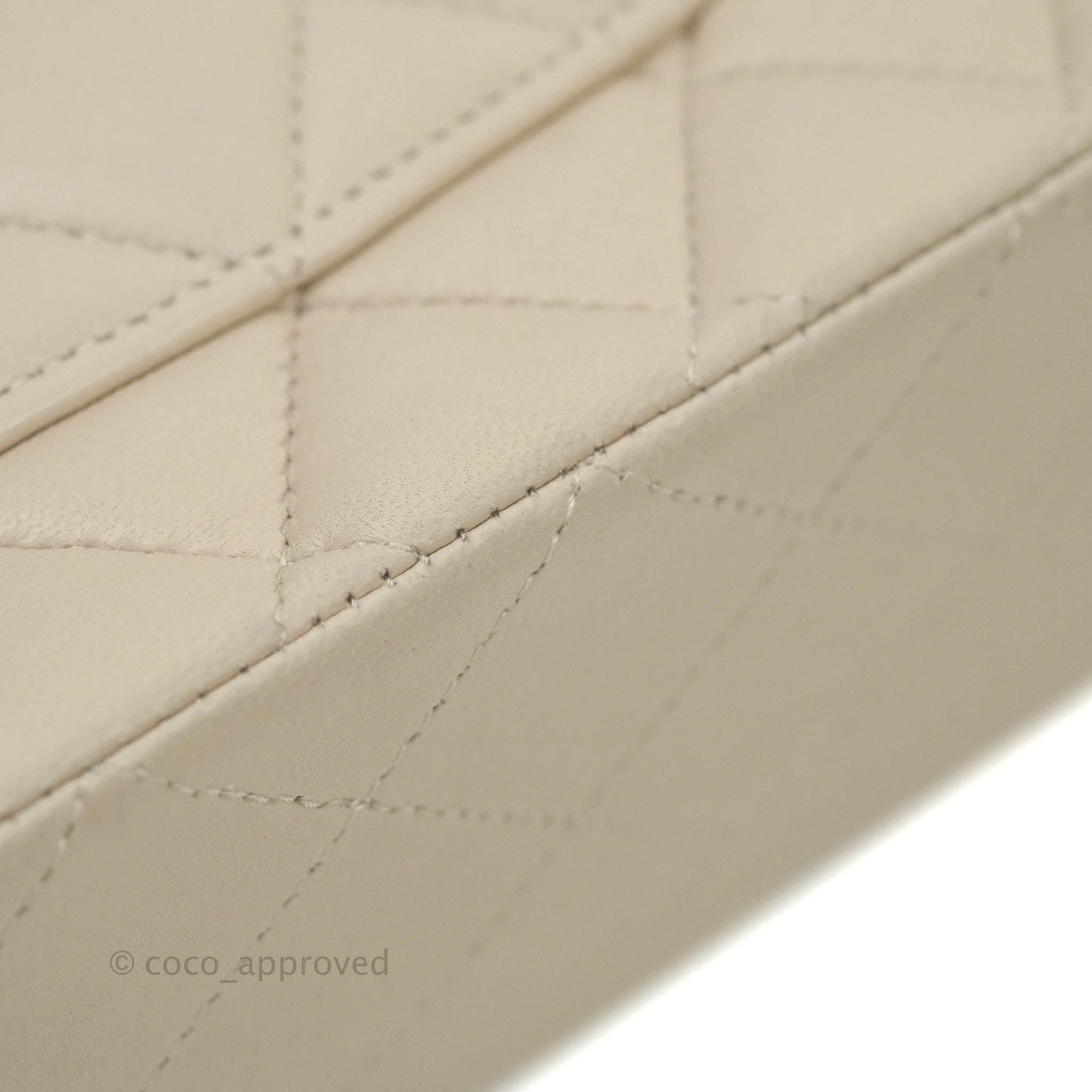 Chanel Classic M/L Medium Double Flap Cream Lambskin Silver Hardware