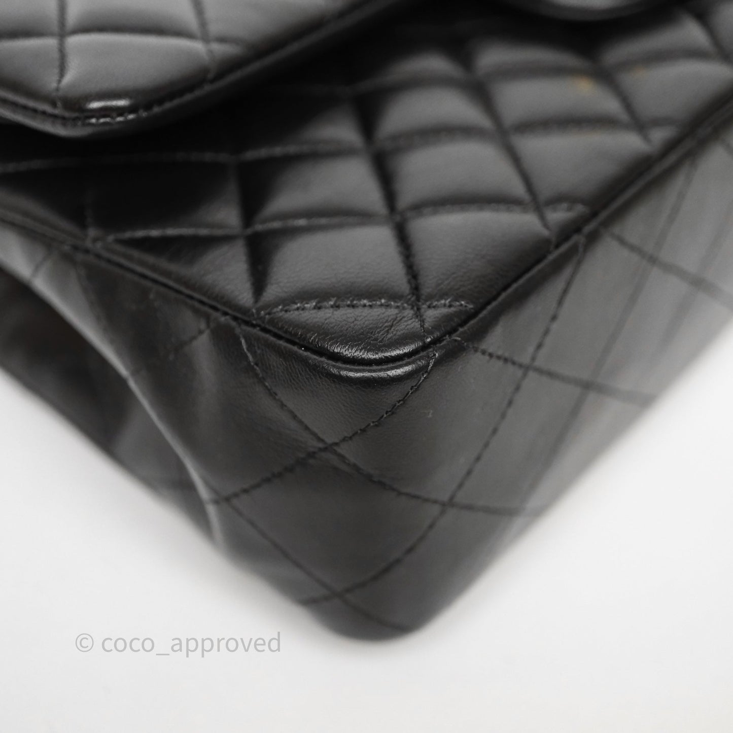 Chanel Classic M/L Medium Flap Quilted Black Lambskin Gold Hardware