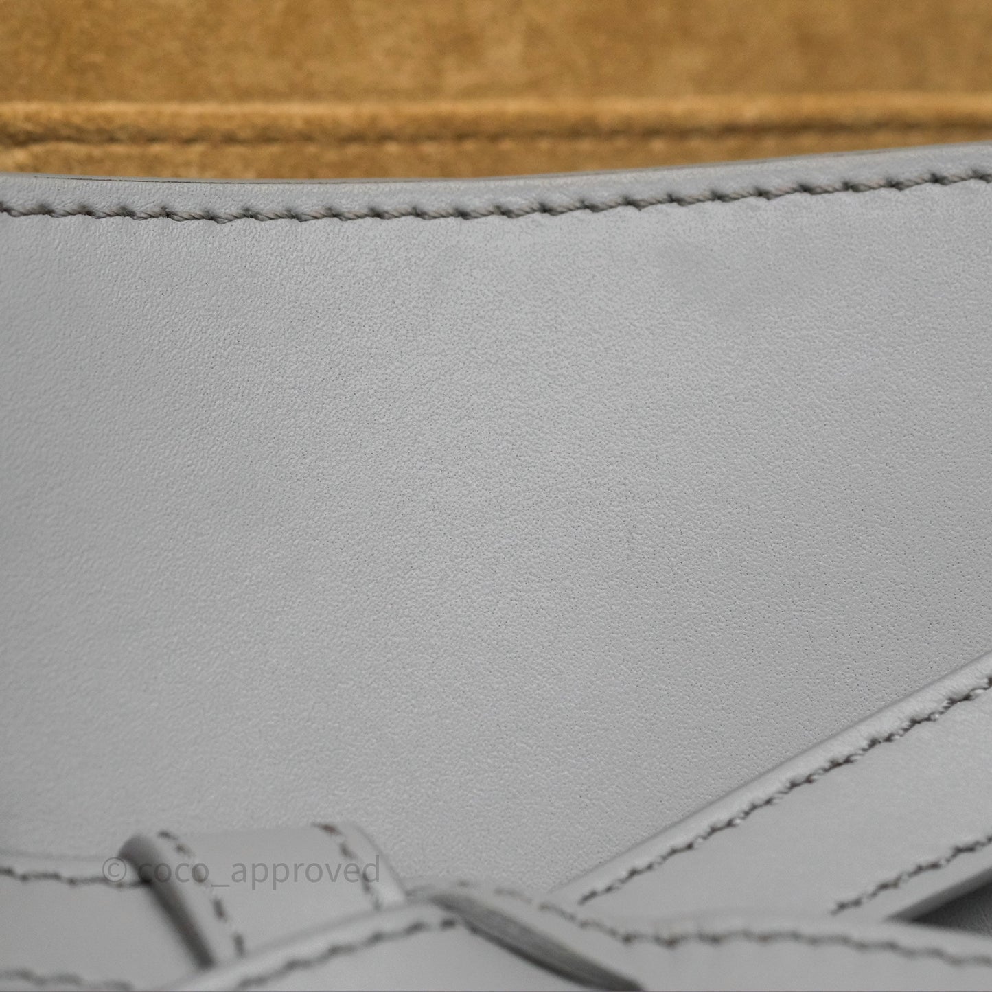 Loewe Mini Gate Dual Bag in Soft Calfskin & Jacquard Strap Light Grey