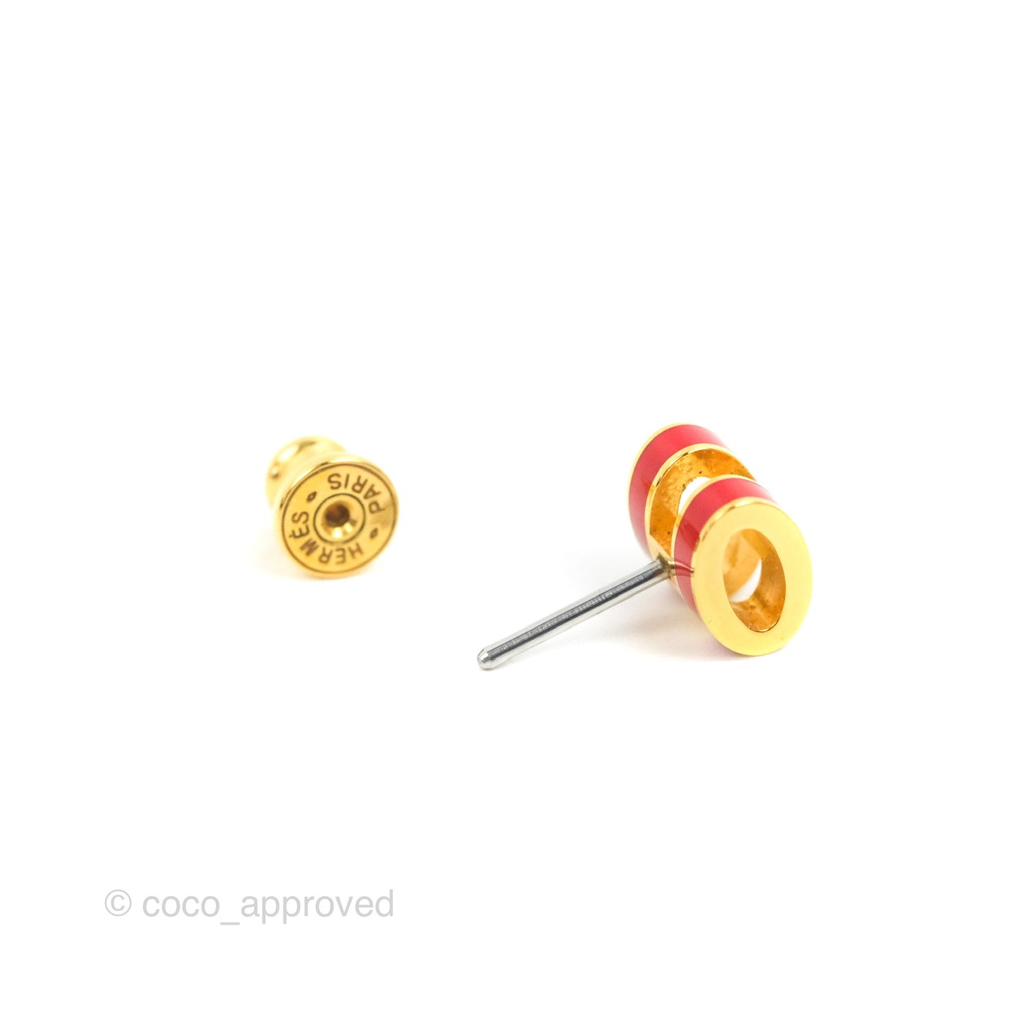 Hermès Mini Pop H Earrings Red Rouge Gold Hardware