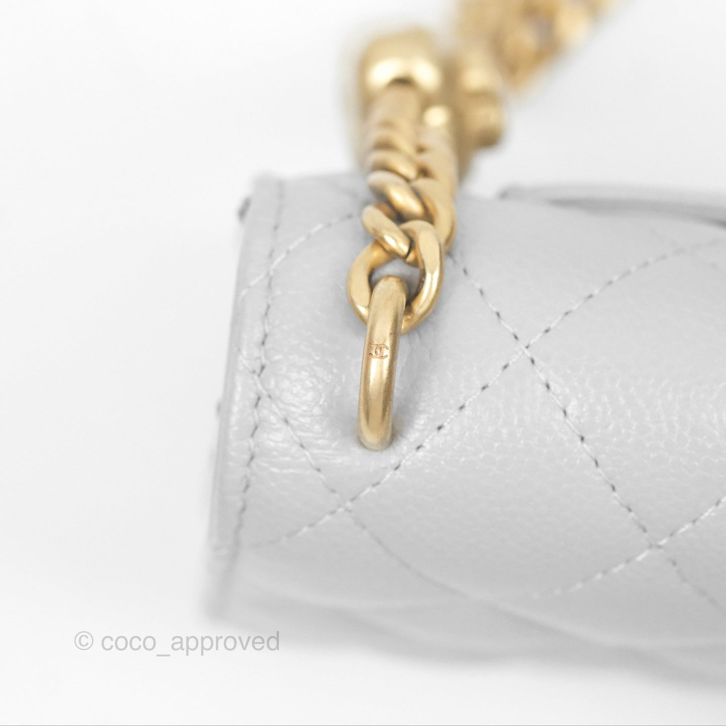 Chanel Heart Adjustable Chain WOC Grey Caviar Aged Gold Hardware