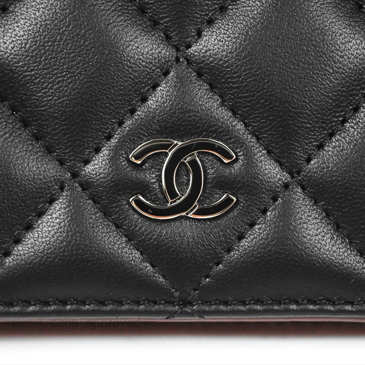 Chanel Classic Quilted Long Wallet Black Lambskin Silver Hardware