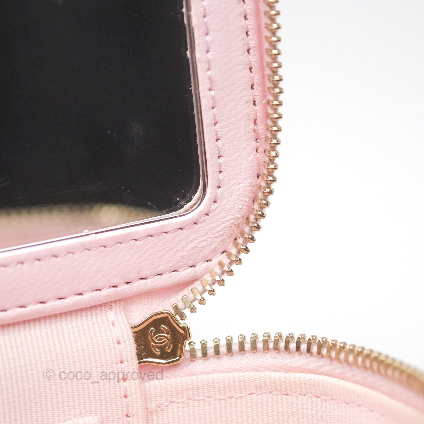 Chanel Vanity Rectangular Top Handle Light Pink Lambskin Gold Hardware