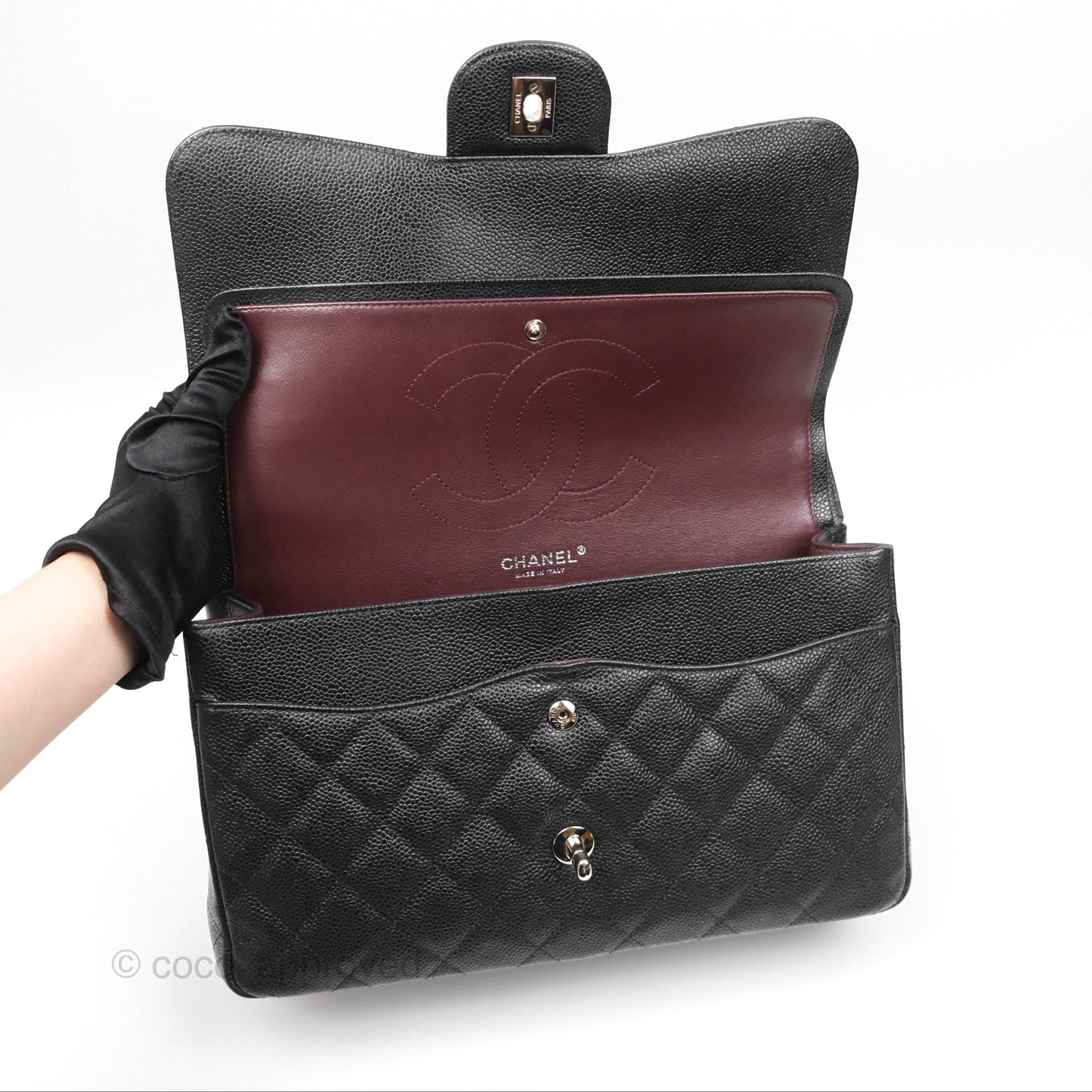 Chanel Jumbo Double Flap Black Caviar Silver Hardware⁣⁣