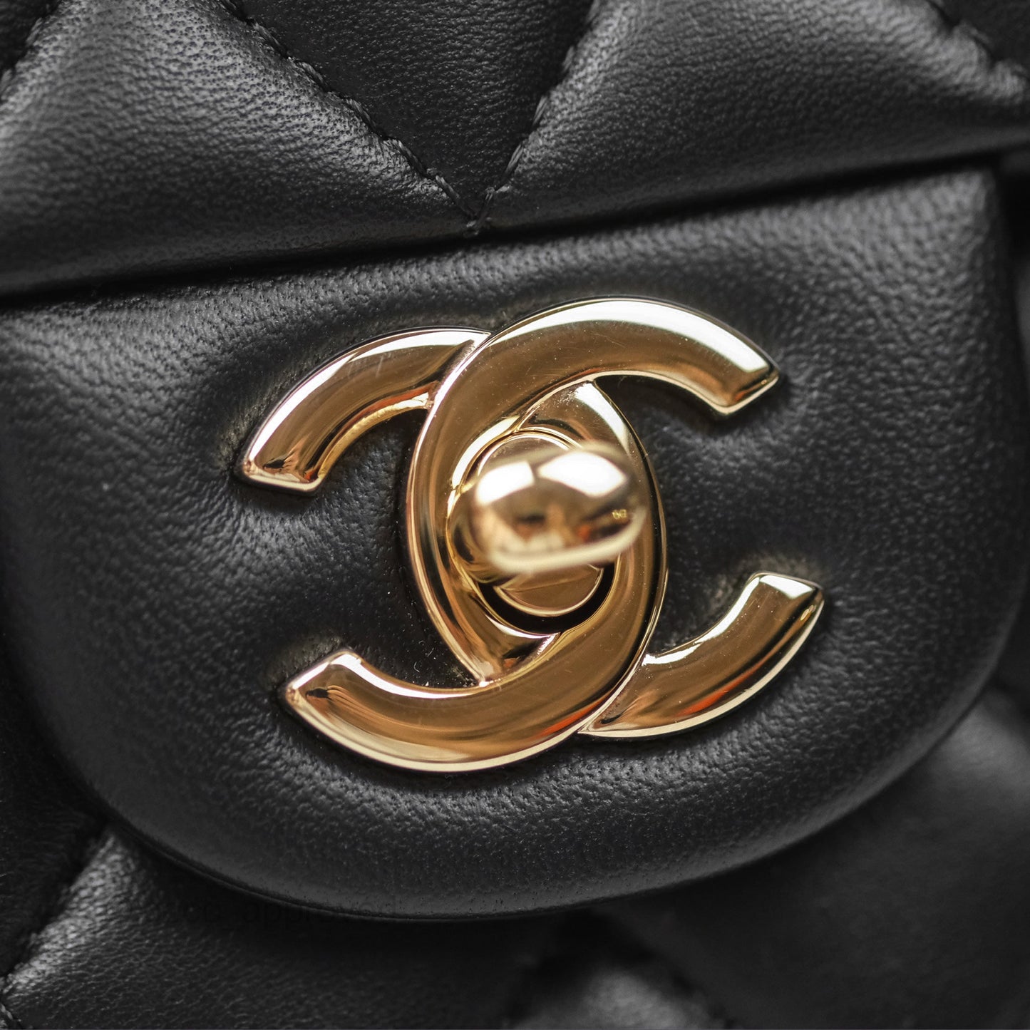 Chanel Top Handle Mini Rectangular Flap Bag Black Lambskin Gold Hardware