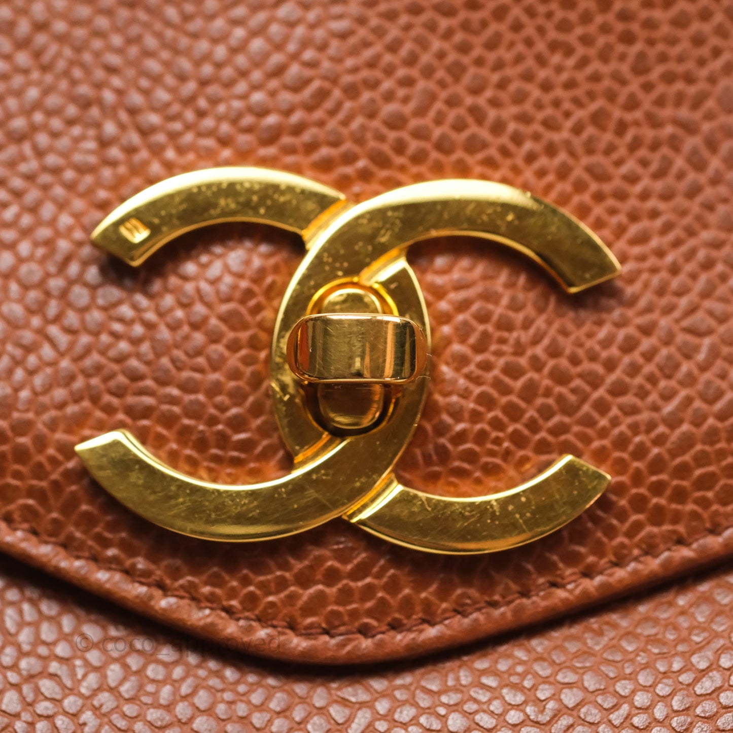Chanel Vintage Tote Caramel Caviar 24K Gold Hardware