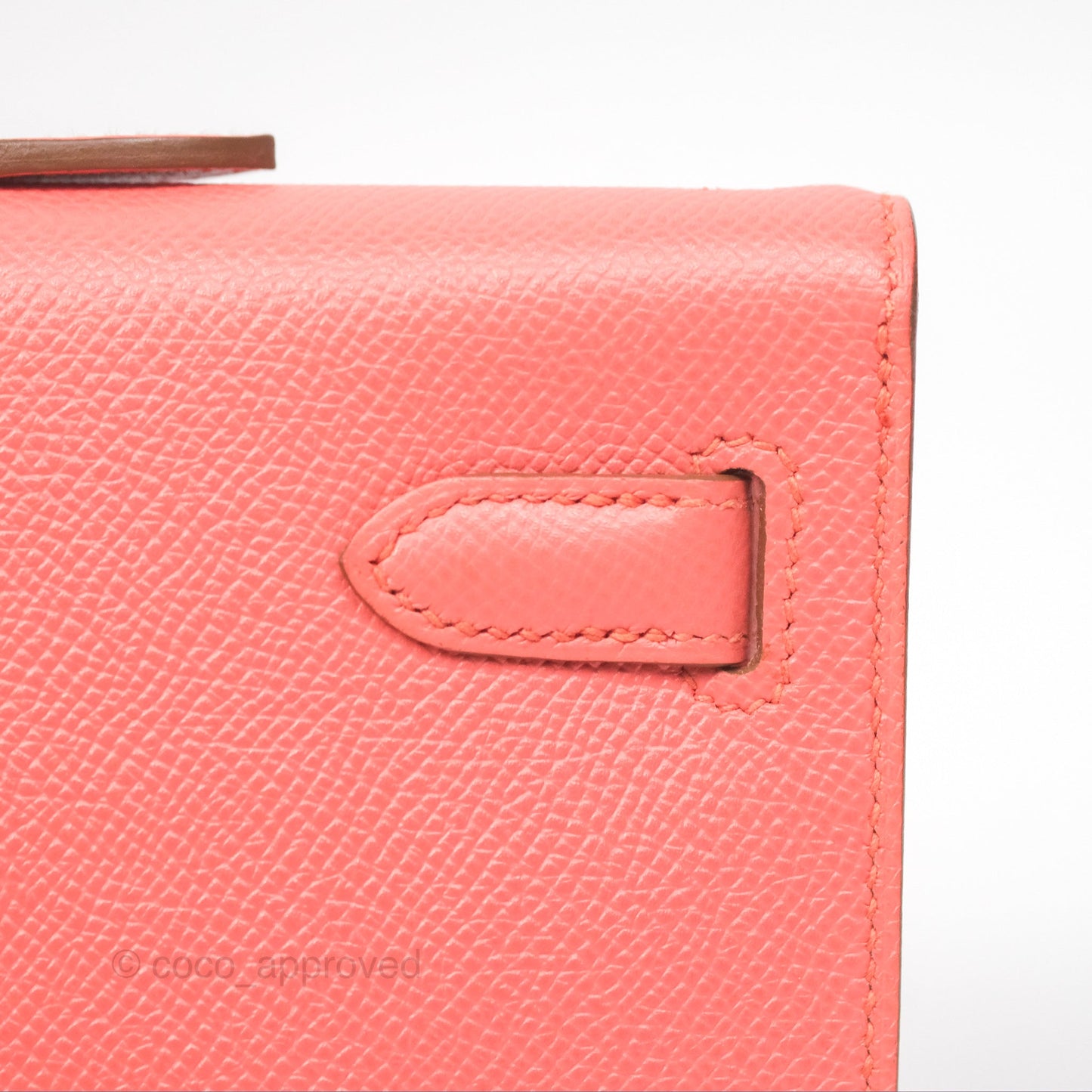 Hermes Kelly Cut Clutch Pochette Flamingo Epsom Gold Hardware