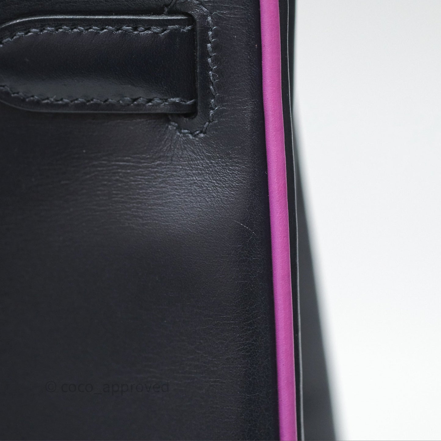 Hermès Vintage Kelly 32 Retourn Navy/Purple Box Leather Palladium Hardware