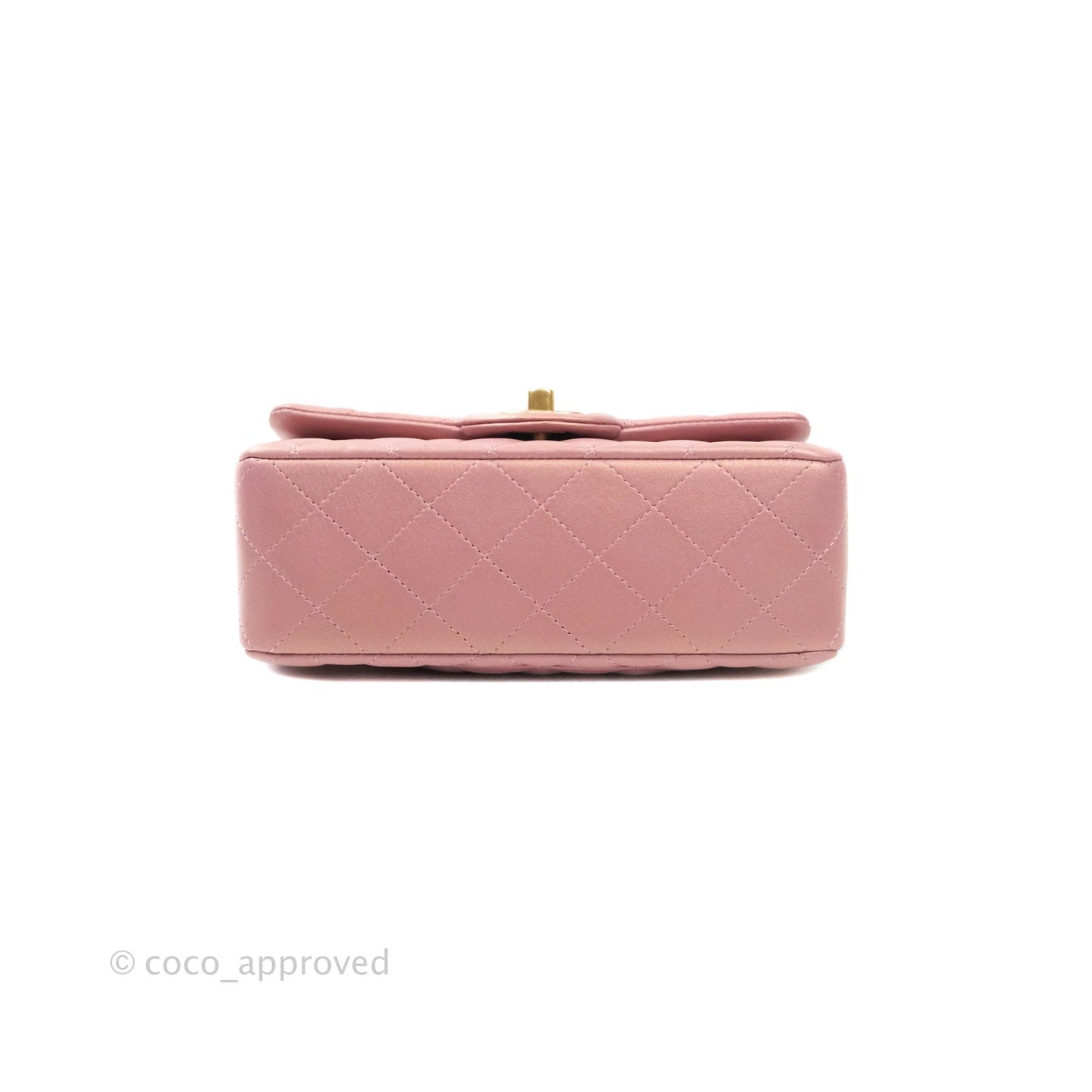 Chanel Top Handle Mini Rectangular Flap Bag Iridescent Dark Pink Lambskin Aged Gold Hardware
