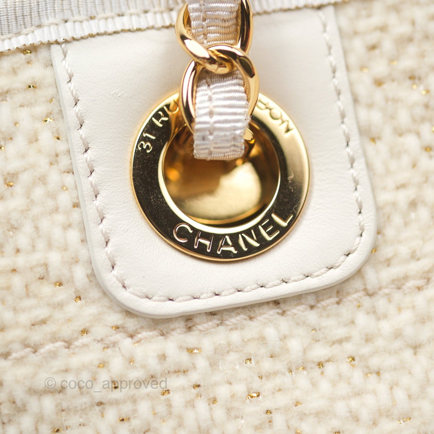 Chanel Medium Deauville Tote Ivory Lurex Boucle 19A