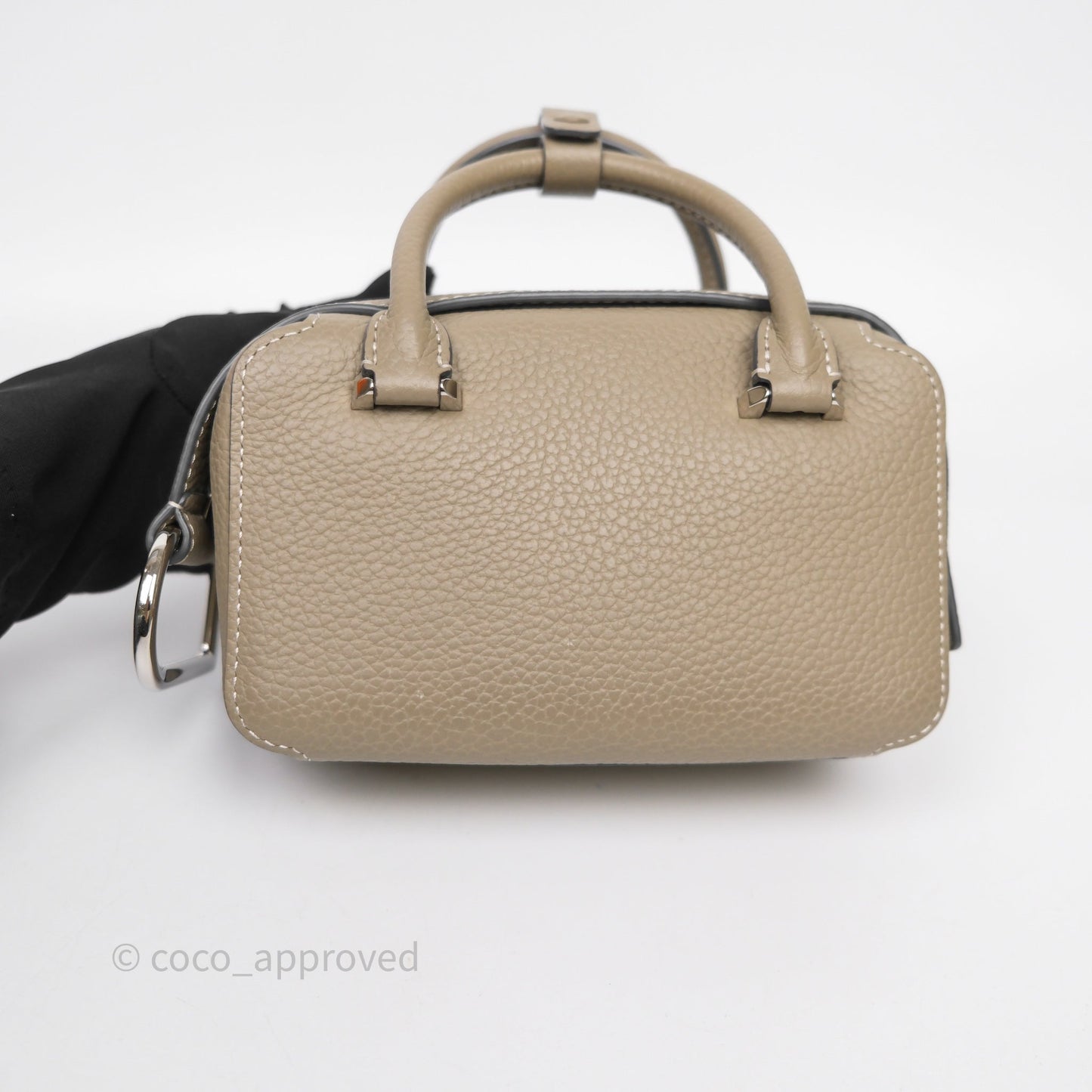 Delvaux Cool Box Nano Ivory Taurillon Soft Grained Calfskin Palladium Hardware