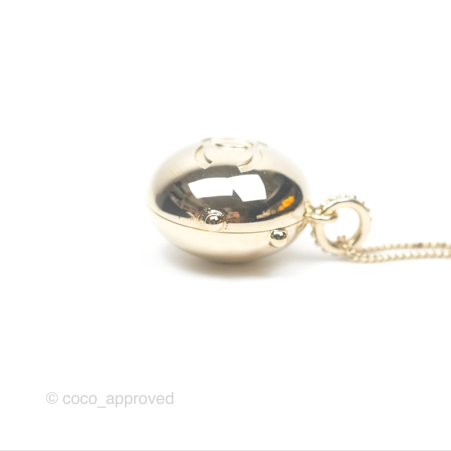 Chanel CC Sphere Locket Necklace Gold Tone 21S