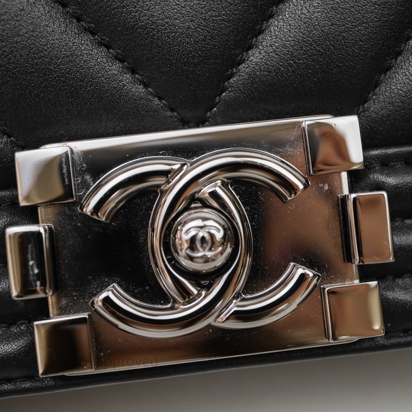Chanel Small Boy Chevron Black Lambskin Silver Hardware