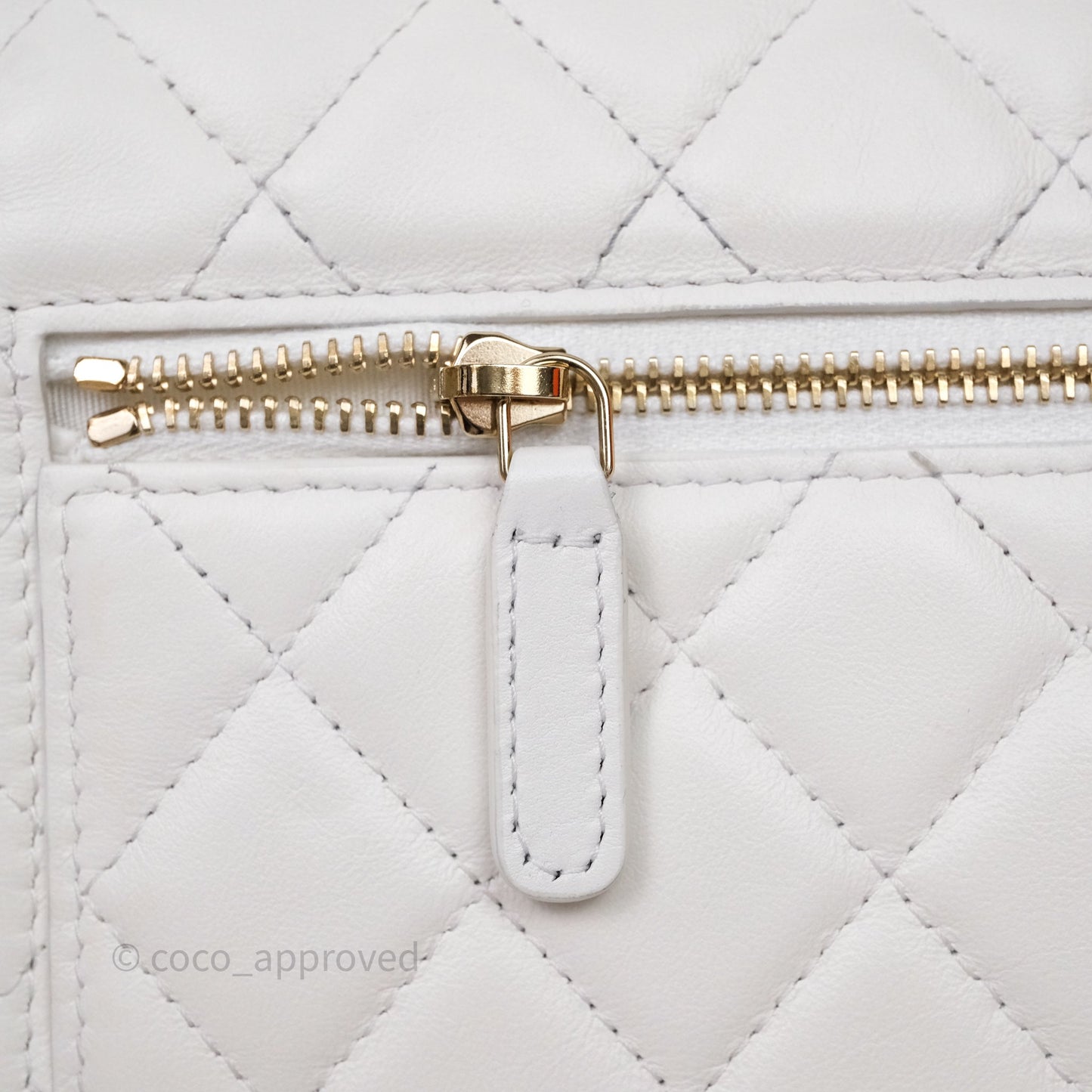 Chanel Mini Wallet On Large Pearl Chain WOC Quilted White Lambskin Gold Hardware
