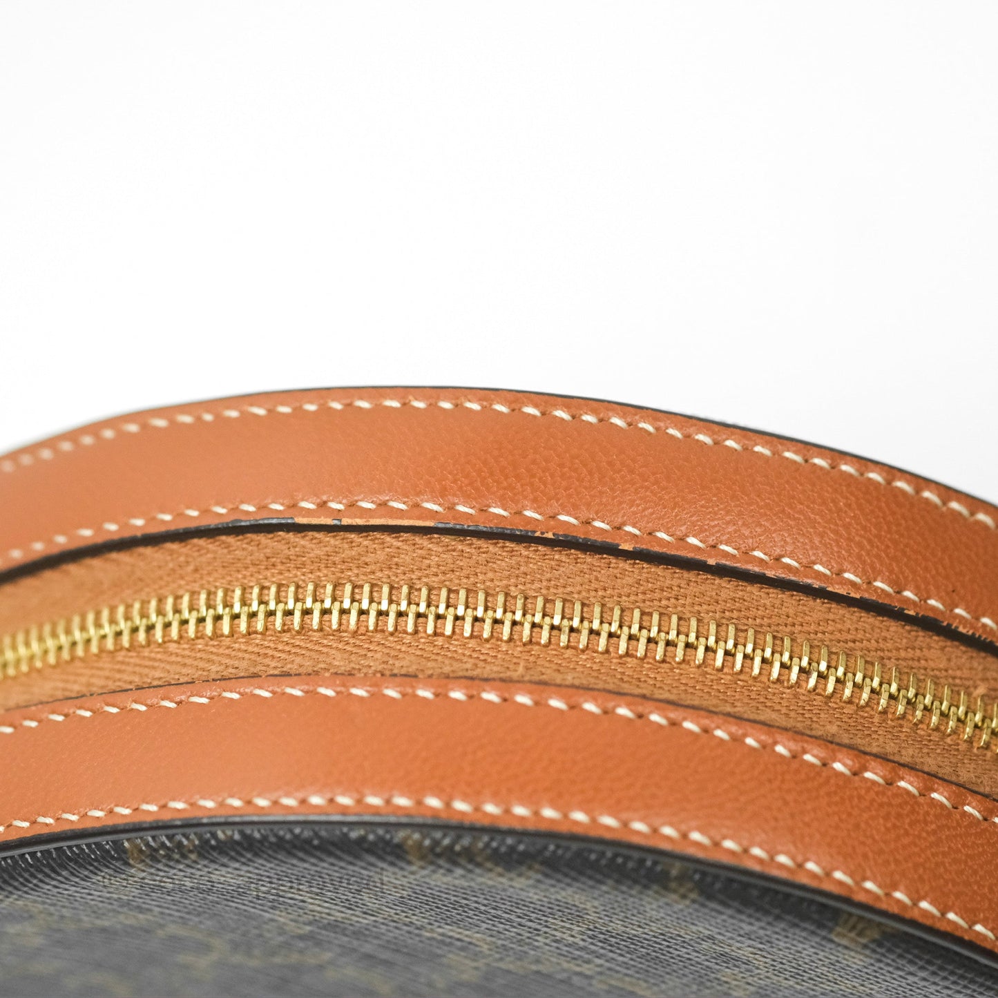 Celine Round Purse on Strap Triomphe Canvas Tan