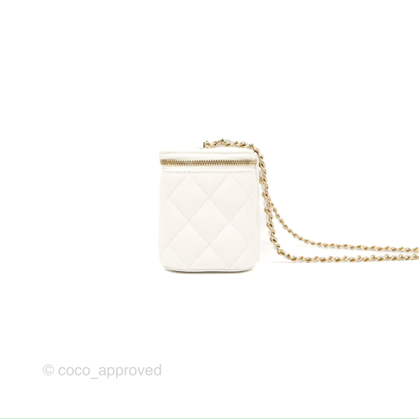 Chanel Classic Vanity Rectangular with Chain White Caviar Gold Hardware