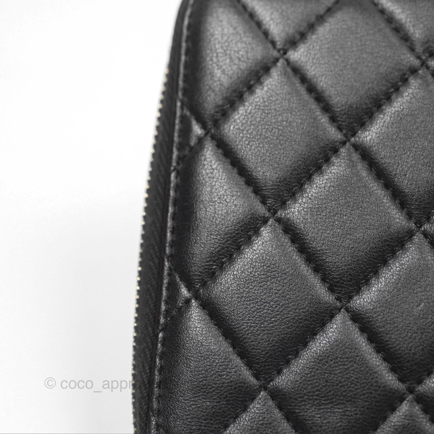 Chanel Zip Around Organiser Wallet Black Lambskin Gold Hardware