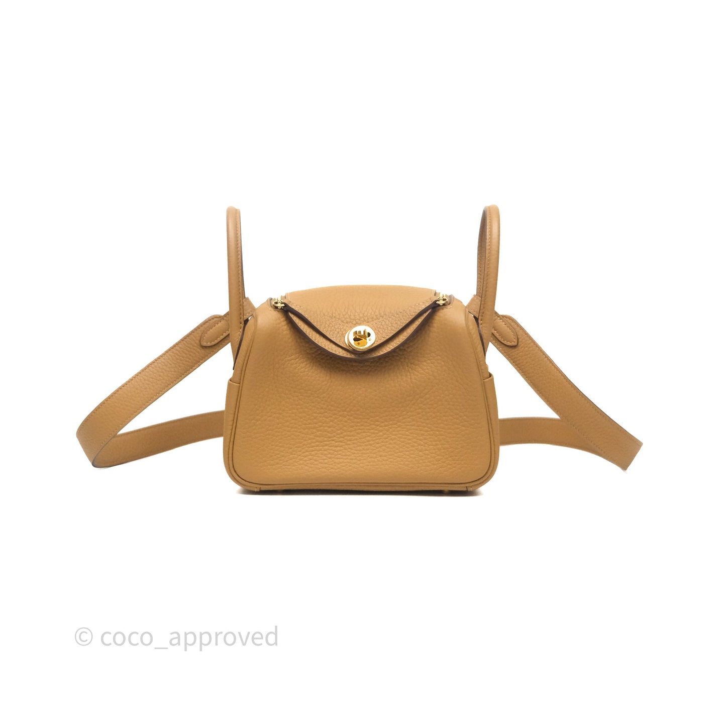 Hermès Mini Lindy 20 Biscuit 4B Clemence Gold Hardware With Rodeo