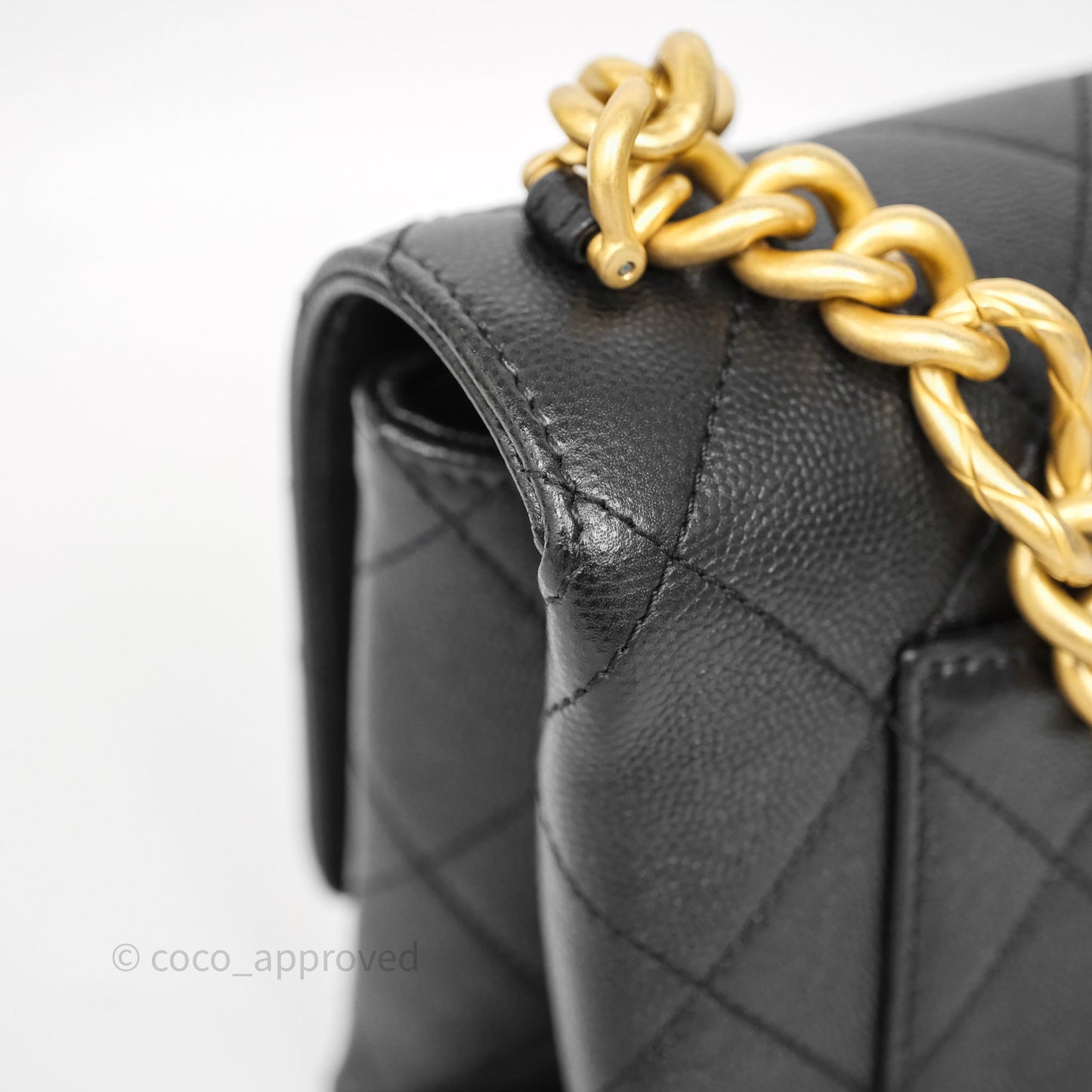 Chanel Mini Bracelet On Chain Flap Bag Flat Quilted Black Caviar Aged Gold Hardware