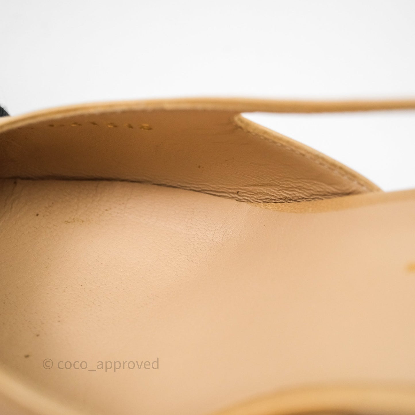 Chanel Classic Slingback Beige Black Leather Size 36