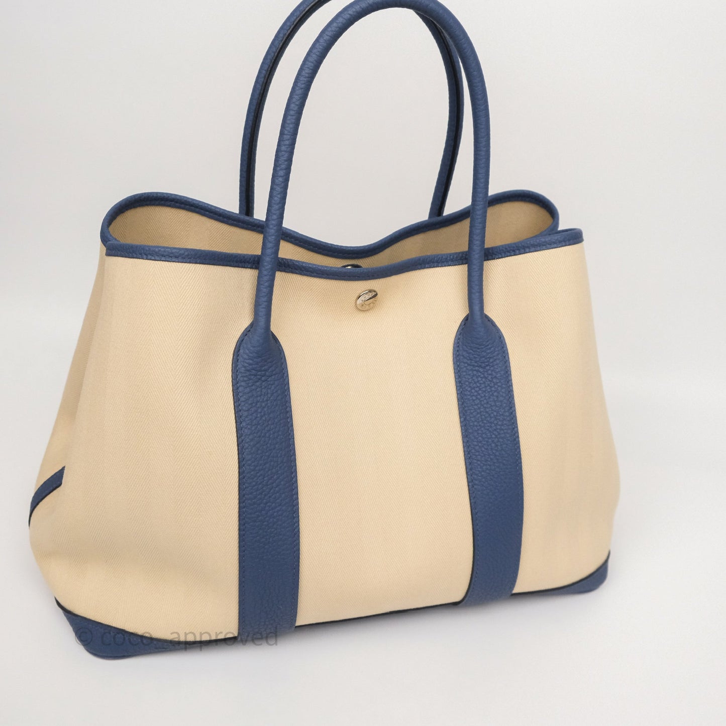 Hermès Garden Party 36 Toile Natural Canvas Blue