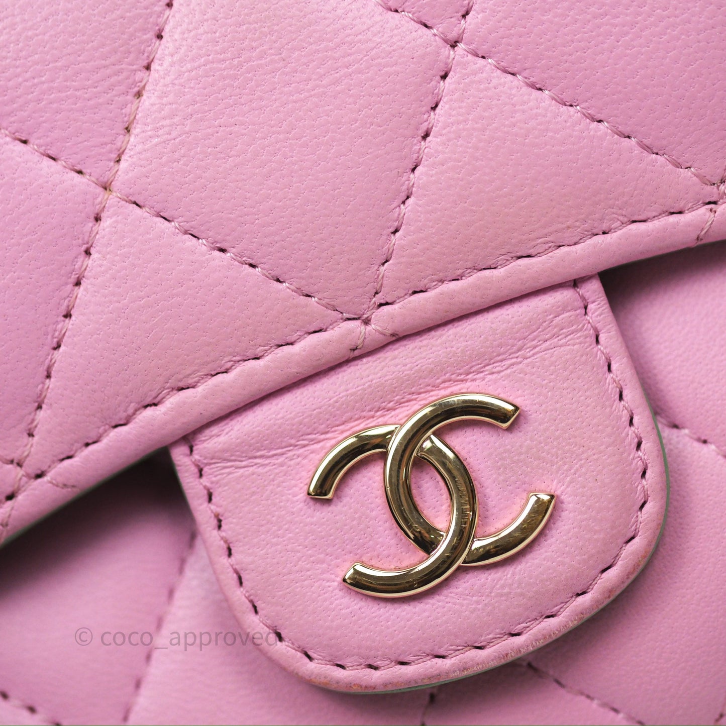 Chanel Mini Handle Clutch With Chain Pink/ Mint Lambskin Gold Hardware 23P