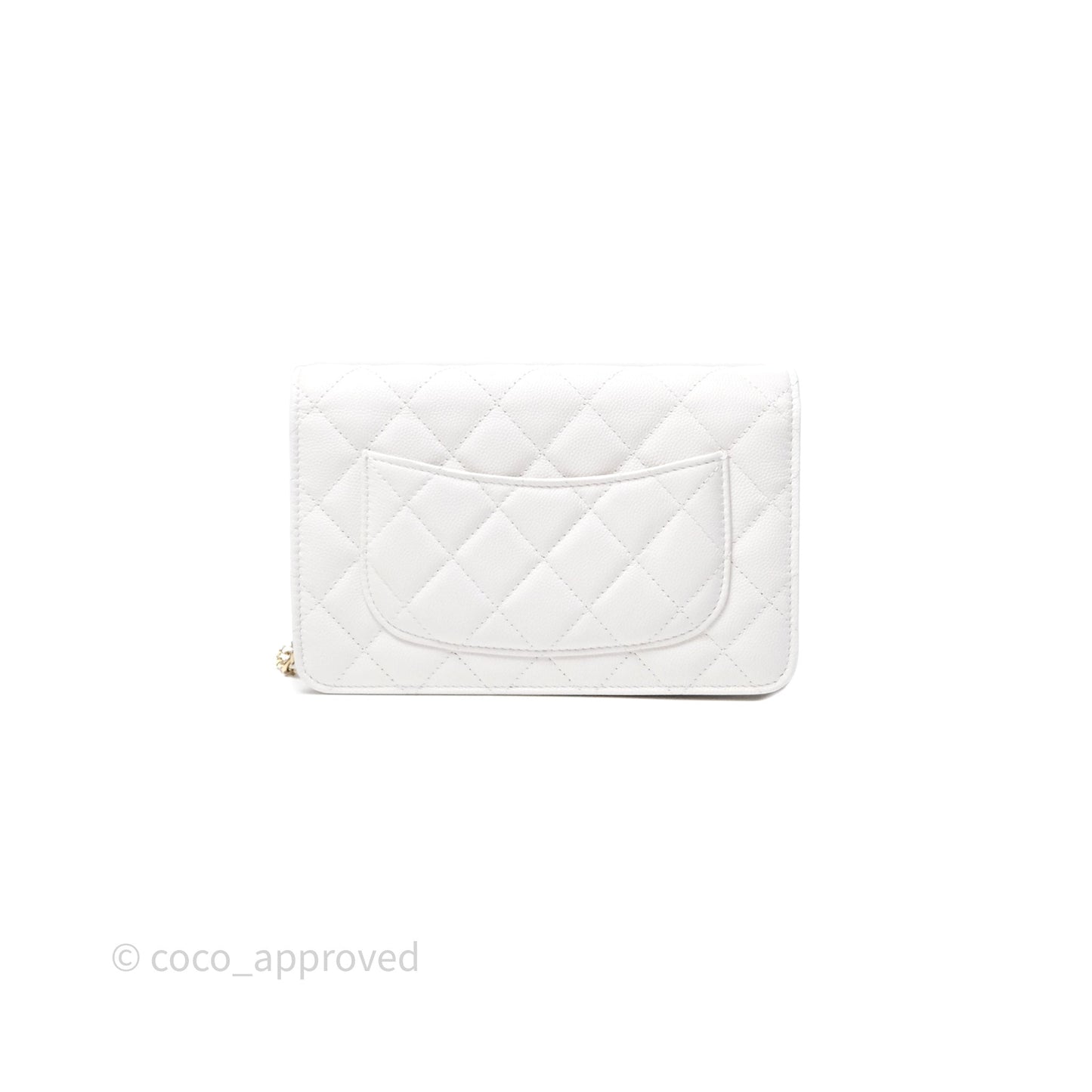 Chanel Crystal CC Wallet on Chain WOC White Caviar Gold Hardware