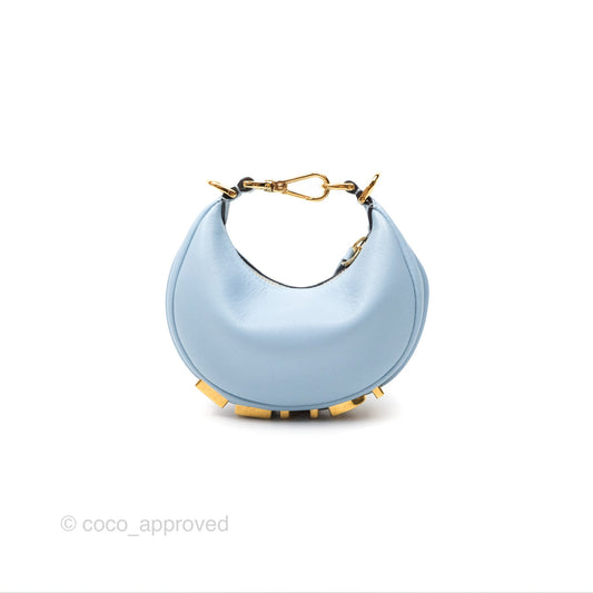 Fendi Nano Fendigraphy Hobo in Sky Blue Gold Hardware