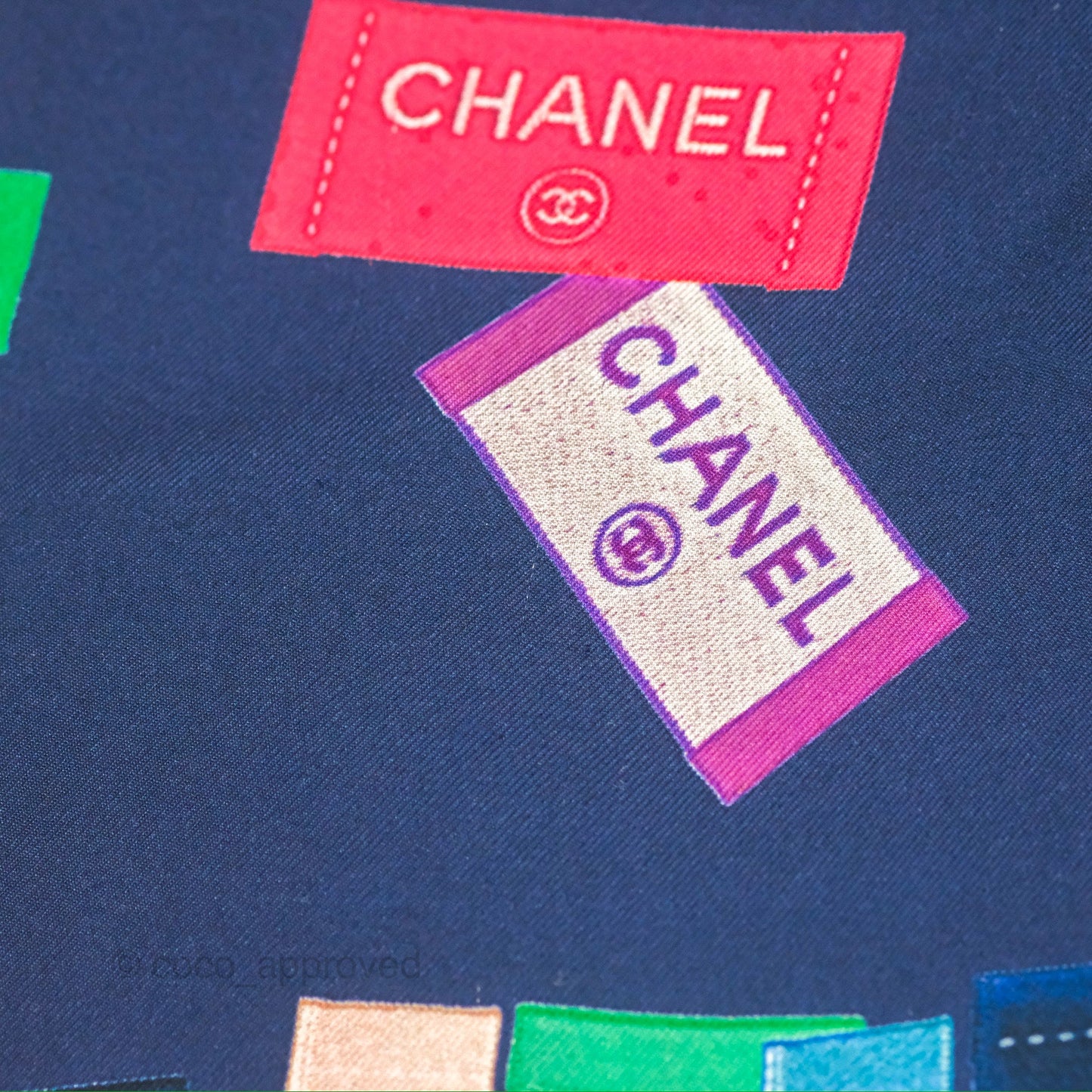 Chanel Square Silk Scarf 90 Navy
