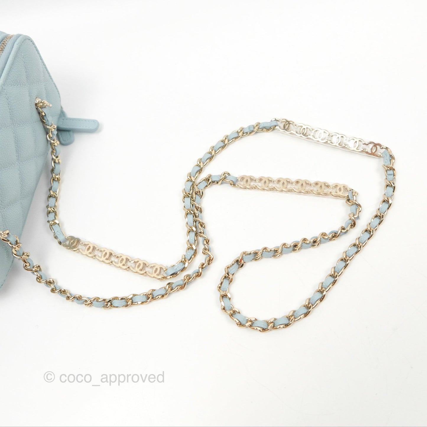 Chanel Vanity with CC Chain Light Blue Caviar Gold Hardware