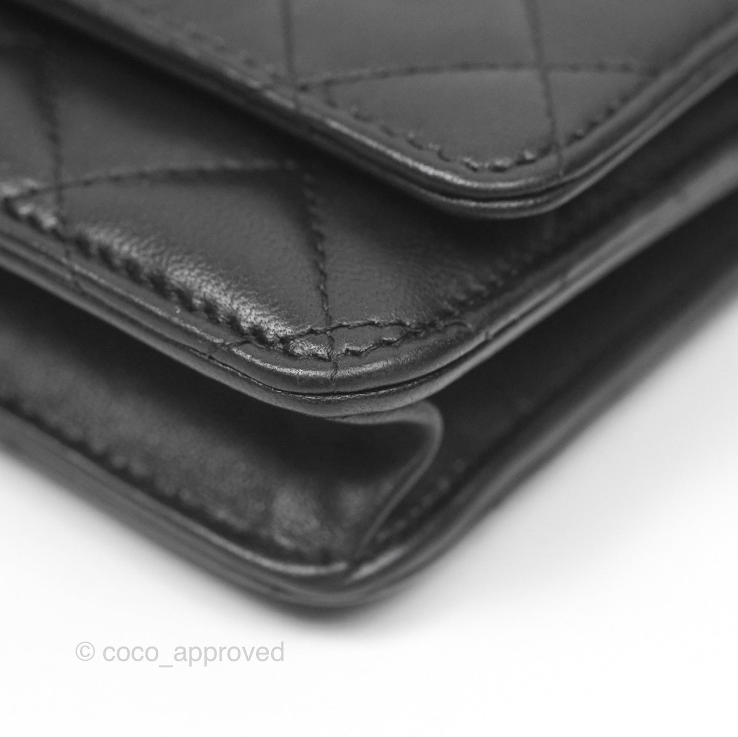 Chanel Quilted Classic Wallet on Chain WOC Black Lambskin Silver Hardware