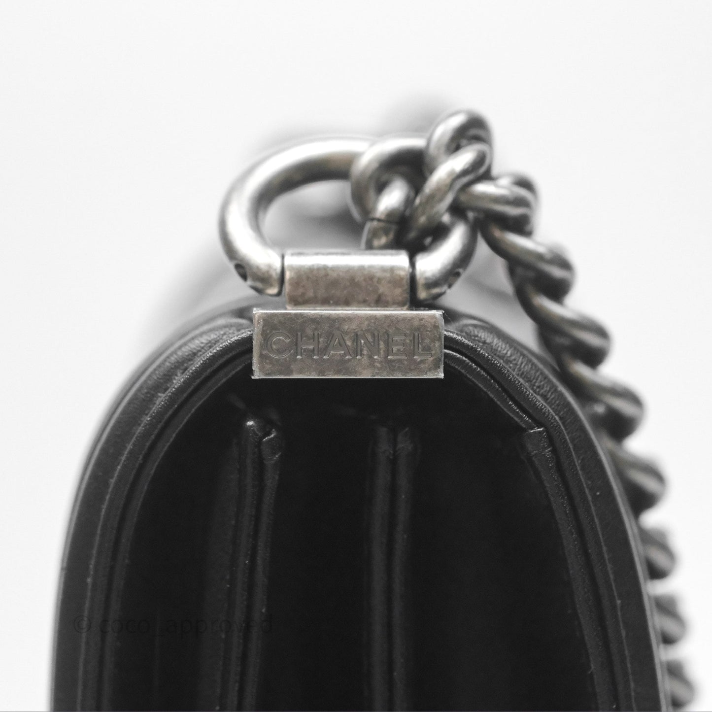 Chanel Quilted North South Boy Flap Black Calfskin Ruthenium Hardware