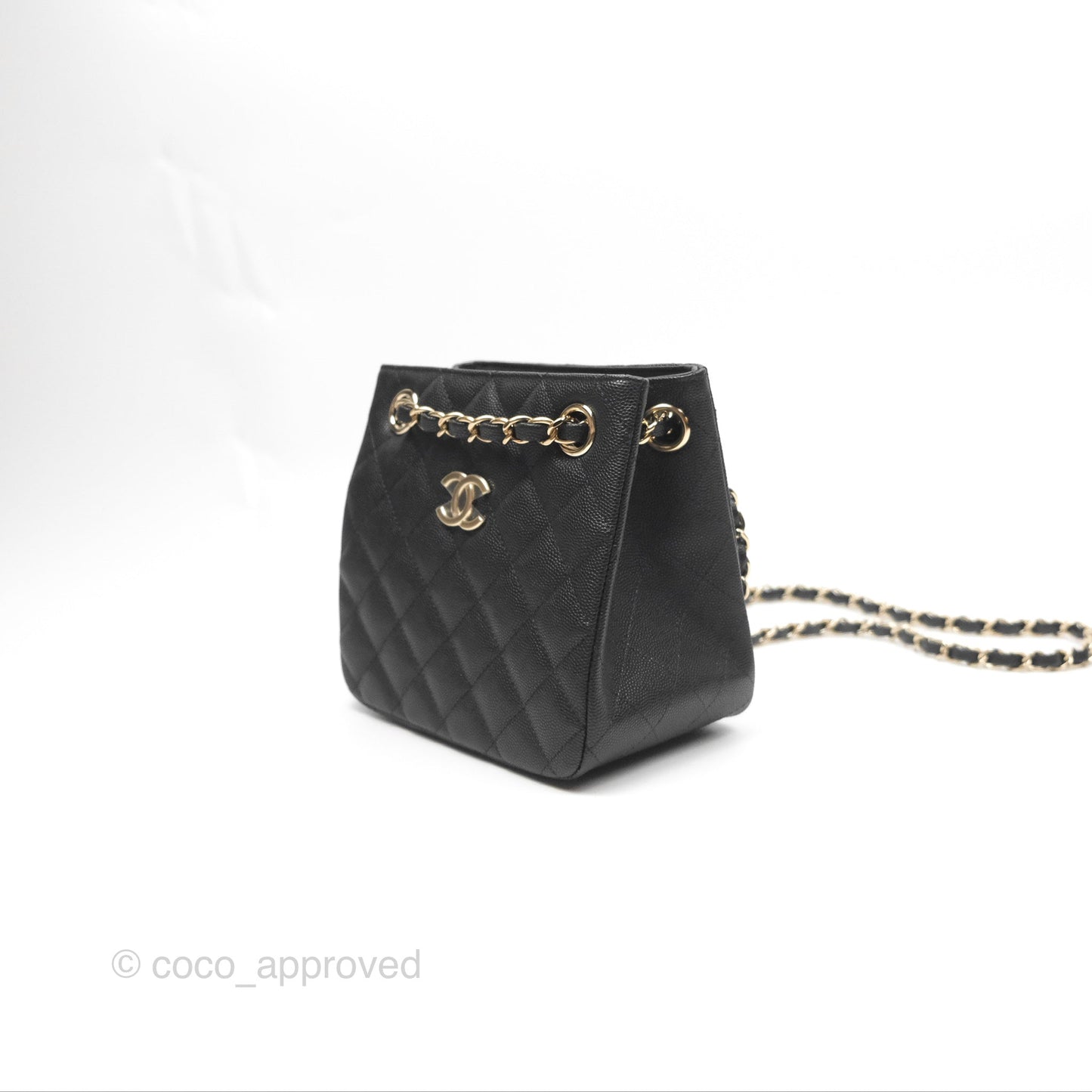 Chanel Mini Bucket Tote Black Caviar Gold Hardware 22S