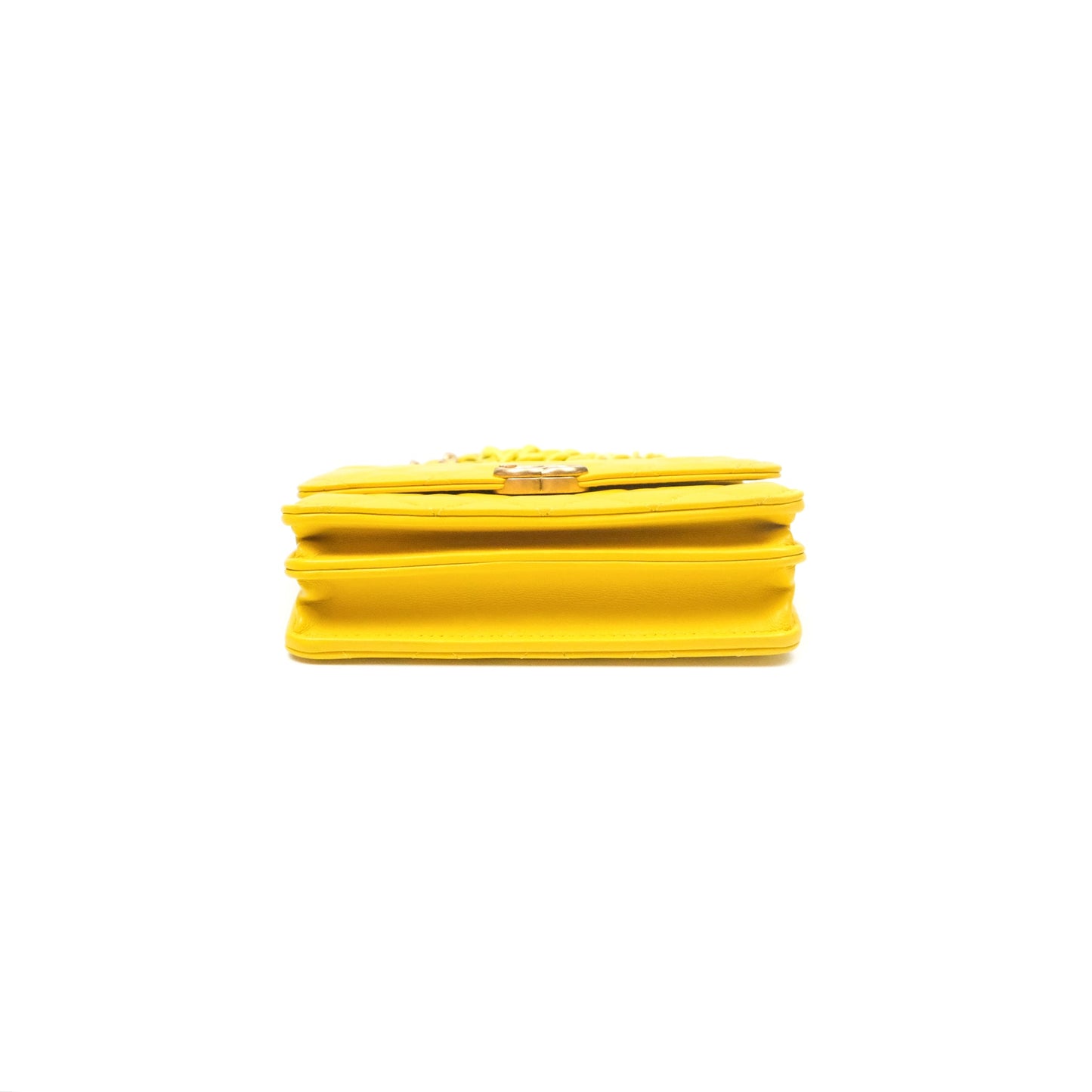 Chanel Lacquered Chain Mini WOC Yellow Lambskin