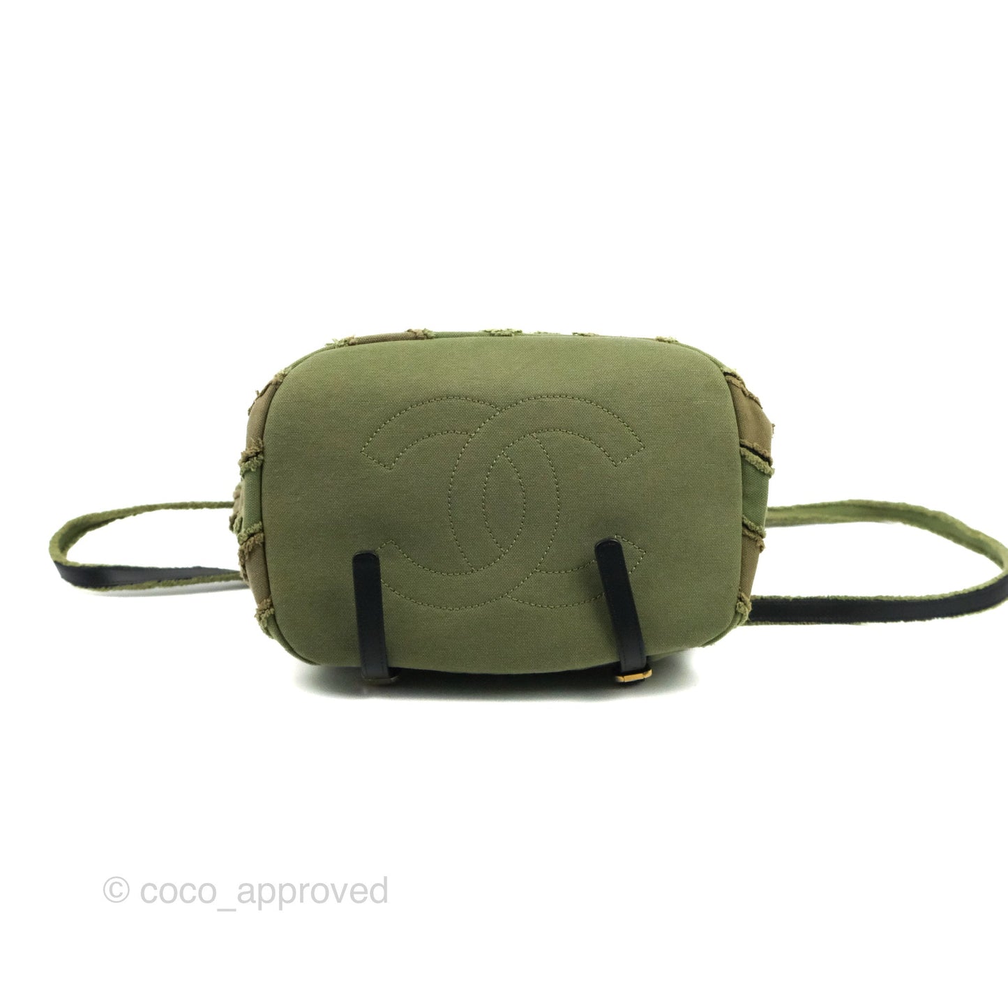 Chanel Coco Cuba Patchwork Chevron Backpack Green Canvas 2017 Cruise