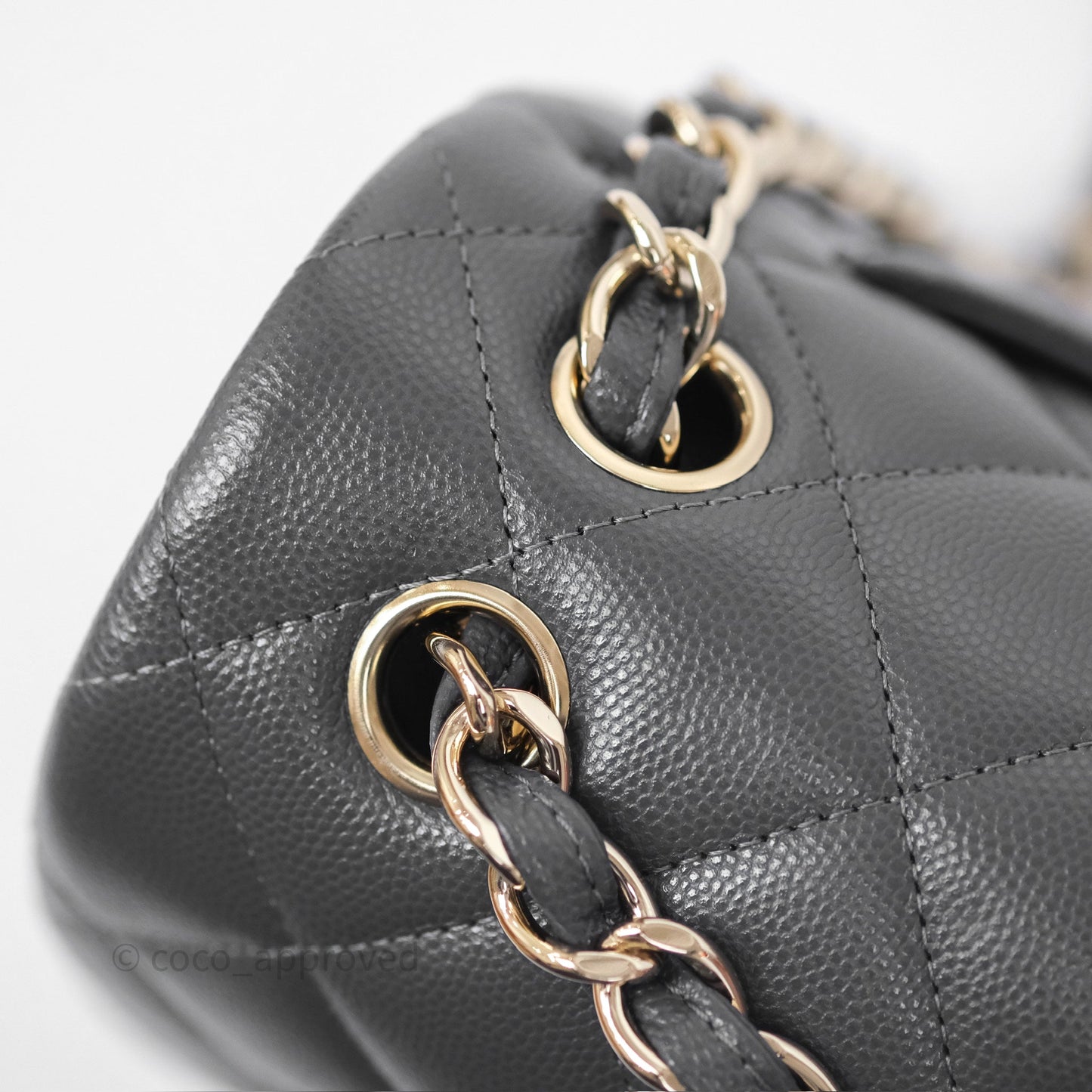 Chanel Jumbo Classic Double Flap Quilted Dark Grey Caviar Gold Hardware⁣⁣