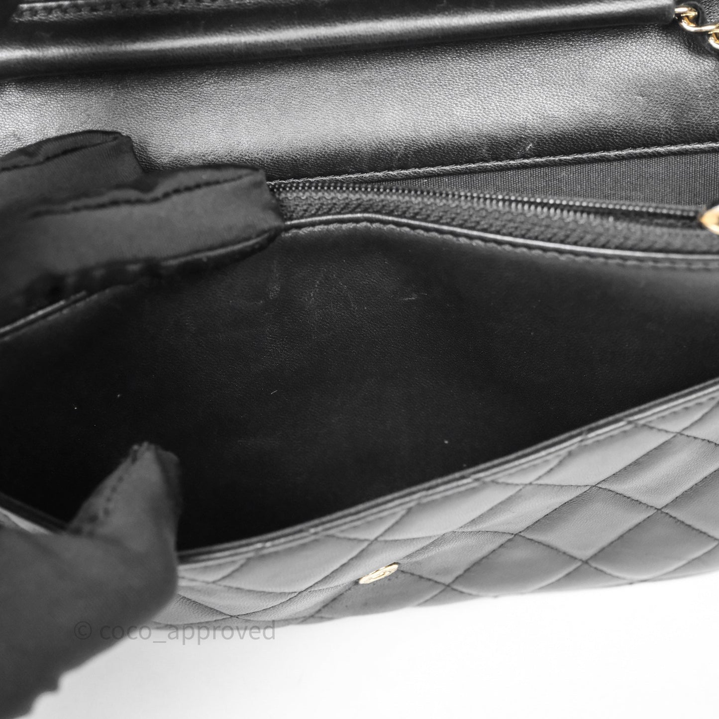 Chanel Black Quilted Lambskin Boy Wallet on Chain Gold Hardware