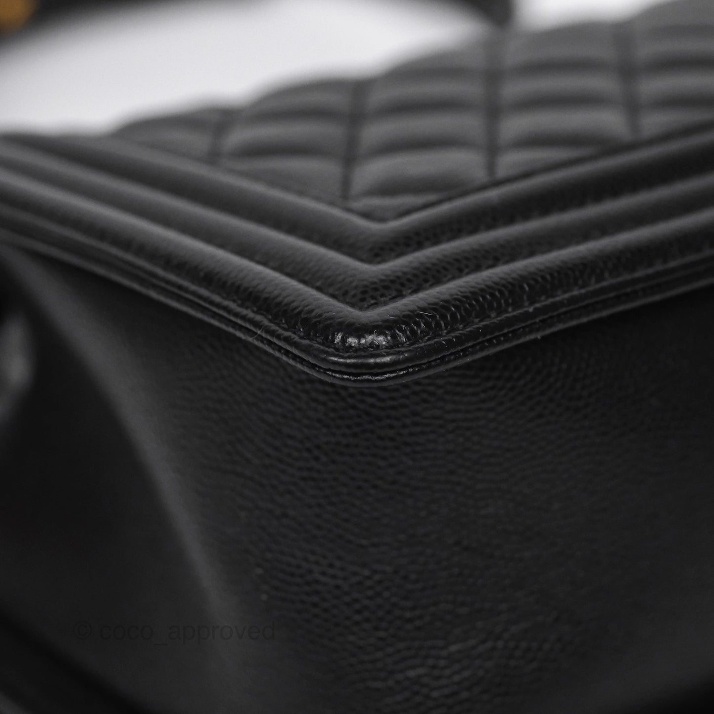 Chanel Medium Boy Quilted Black Caviar Aged Gold Hardware