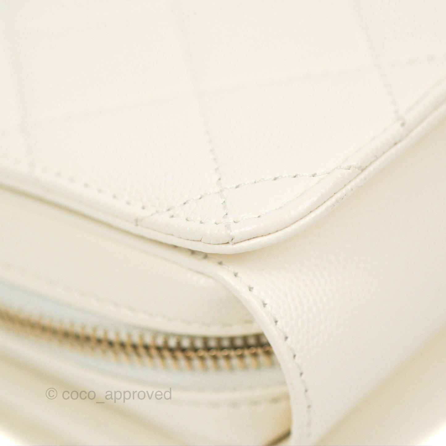 Chanel Quilted Small Like The Wallet Flap Ivory White Caviar Light Gold Hardware 22C
