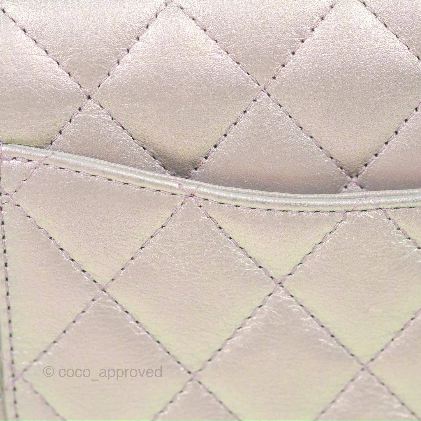 Chanel Quilted Mini Rectangular Iridescent Lilac Calfskin Silver Hardware