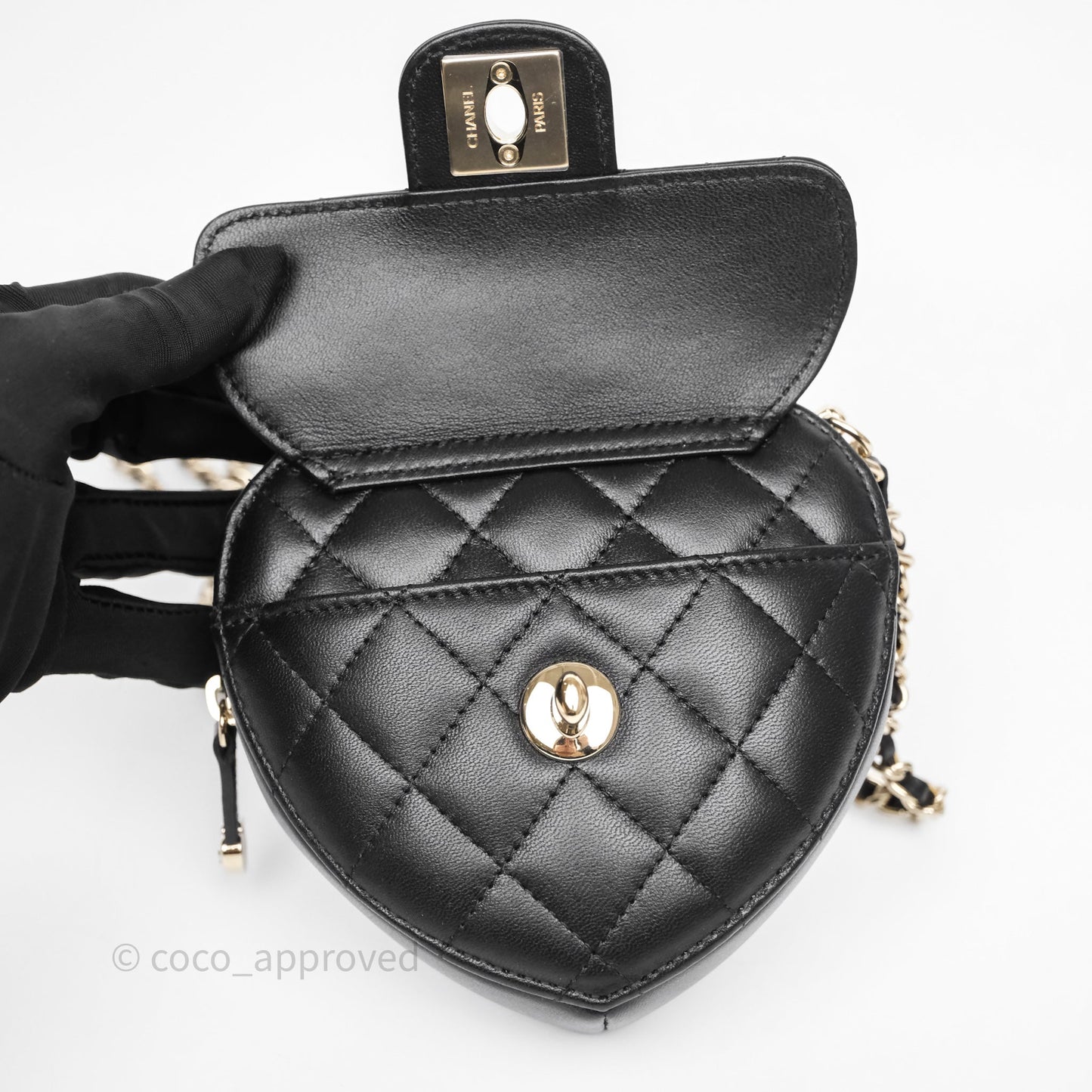 Chanel Small Heart Bag Black Lambskin Gold Hardware