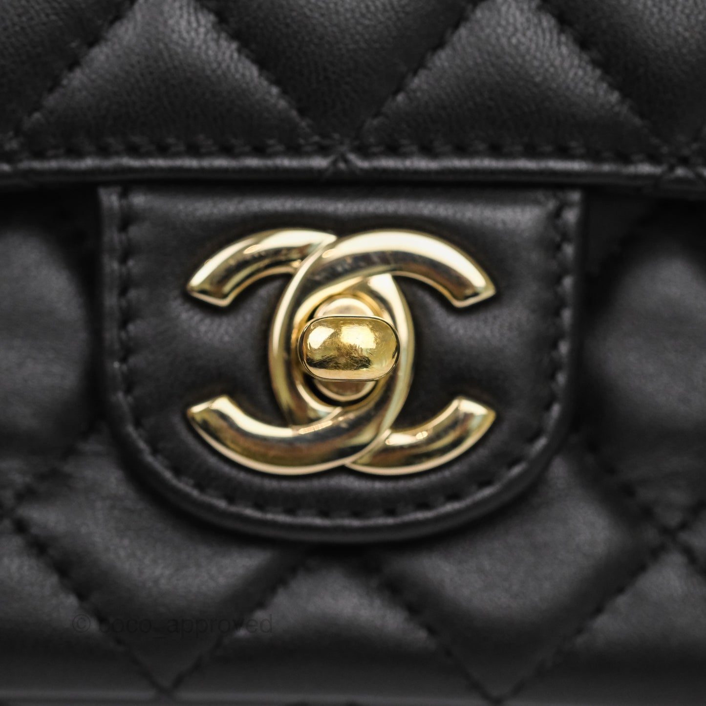 Chanel Crystals Top Handle Mini Rectangular Flap Bag Black Lambskin Gold Hardware 23A