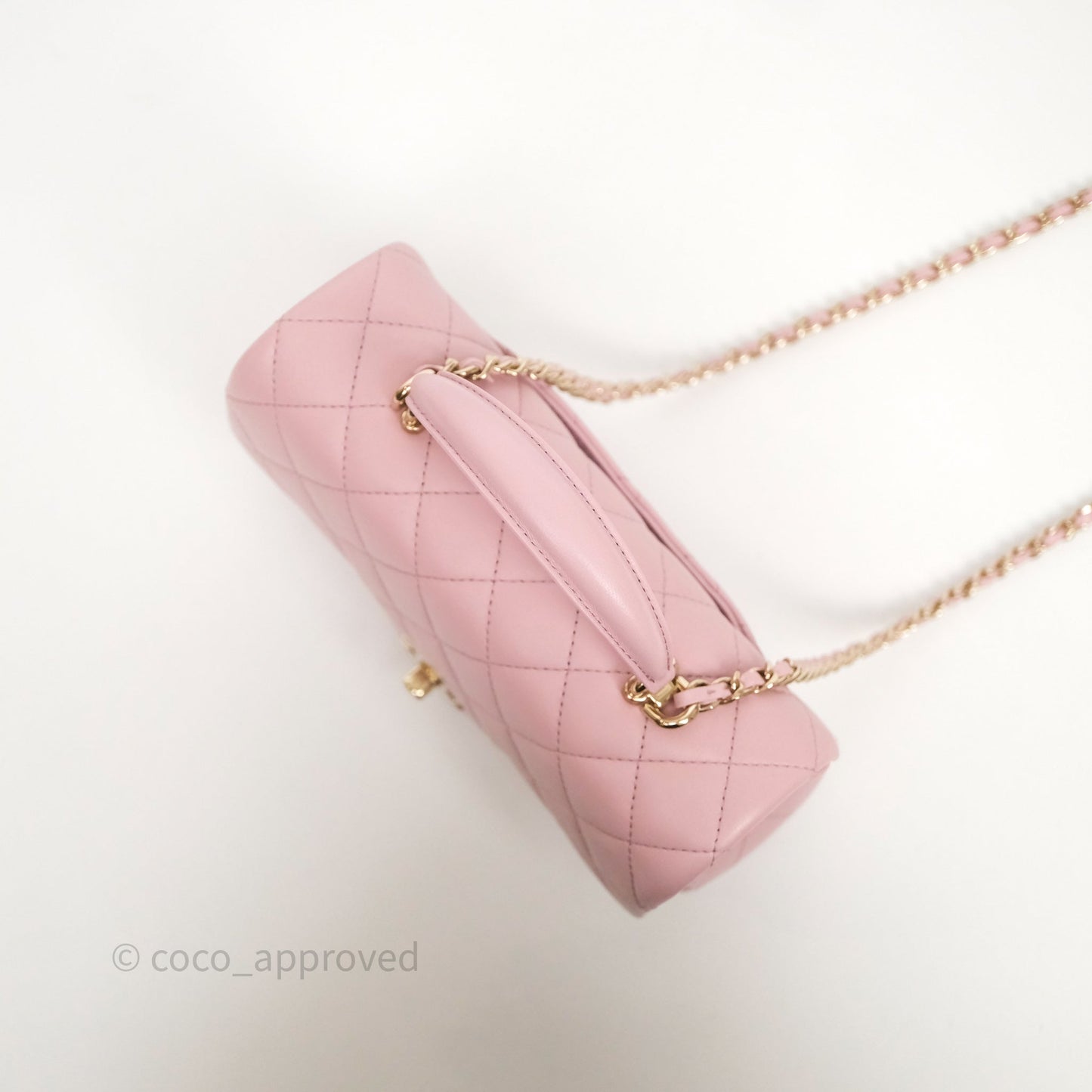 Chanel Top Handle Mini Rectangular Flap Lilac Pink Lambskin Gold Hardware