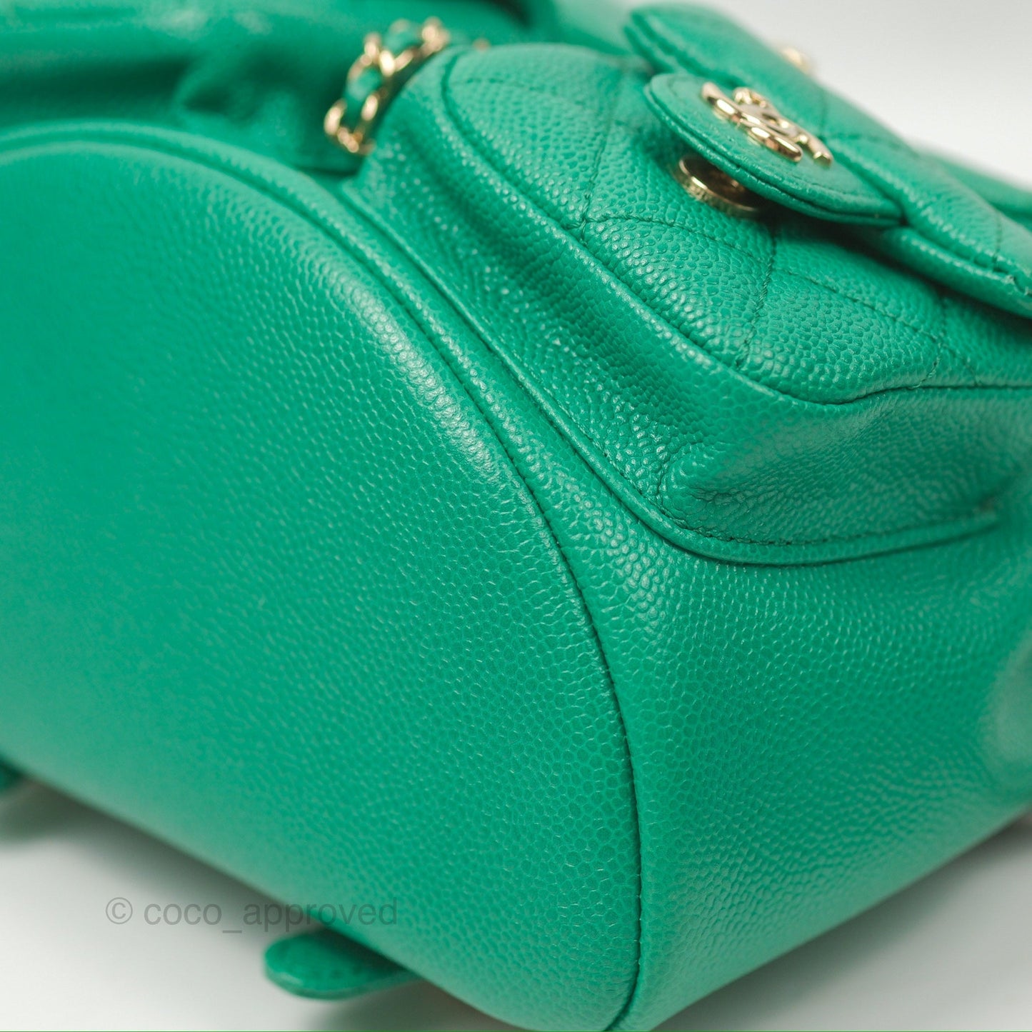 Chanel Duma Backpack Small Green Caviar Gold Hardware 23P