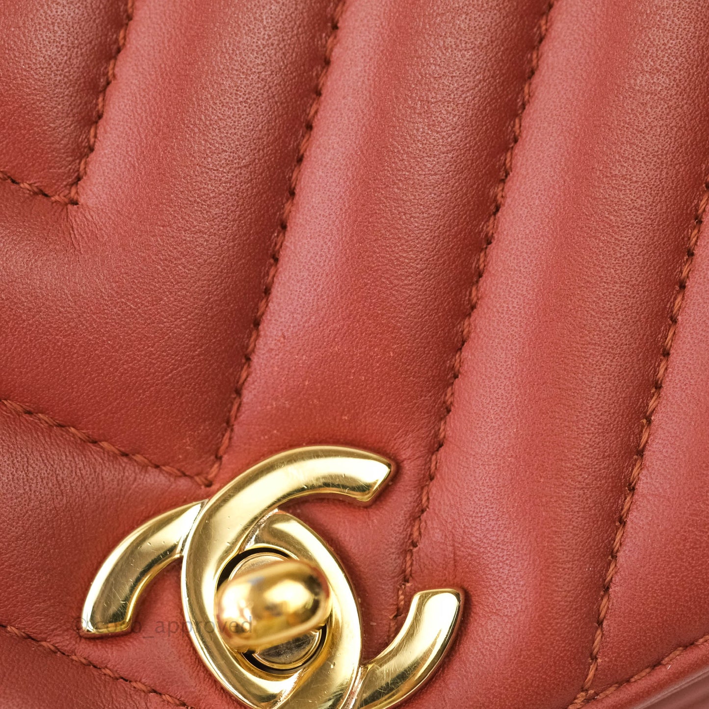Chanel Small Statement Chevron Flap Bag Red Lambskin Gold Hardware
