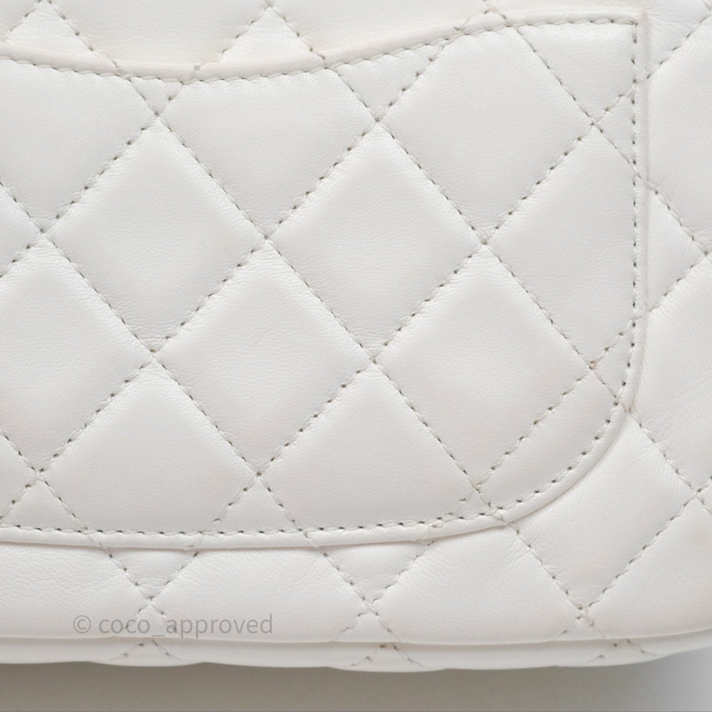 Chanel Mini Rectangular Pearl Crush Quilted White Lambskin Aged Gold Hardware