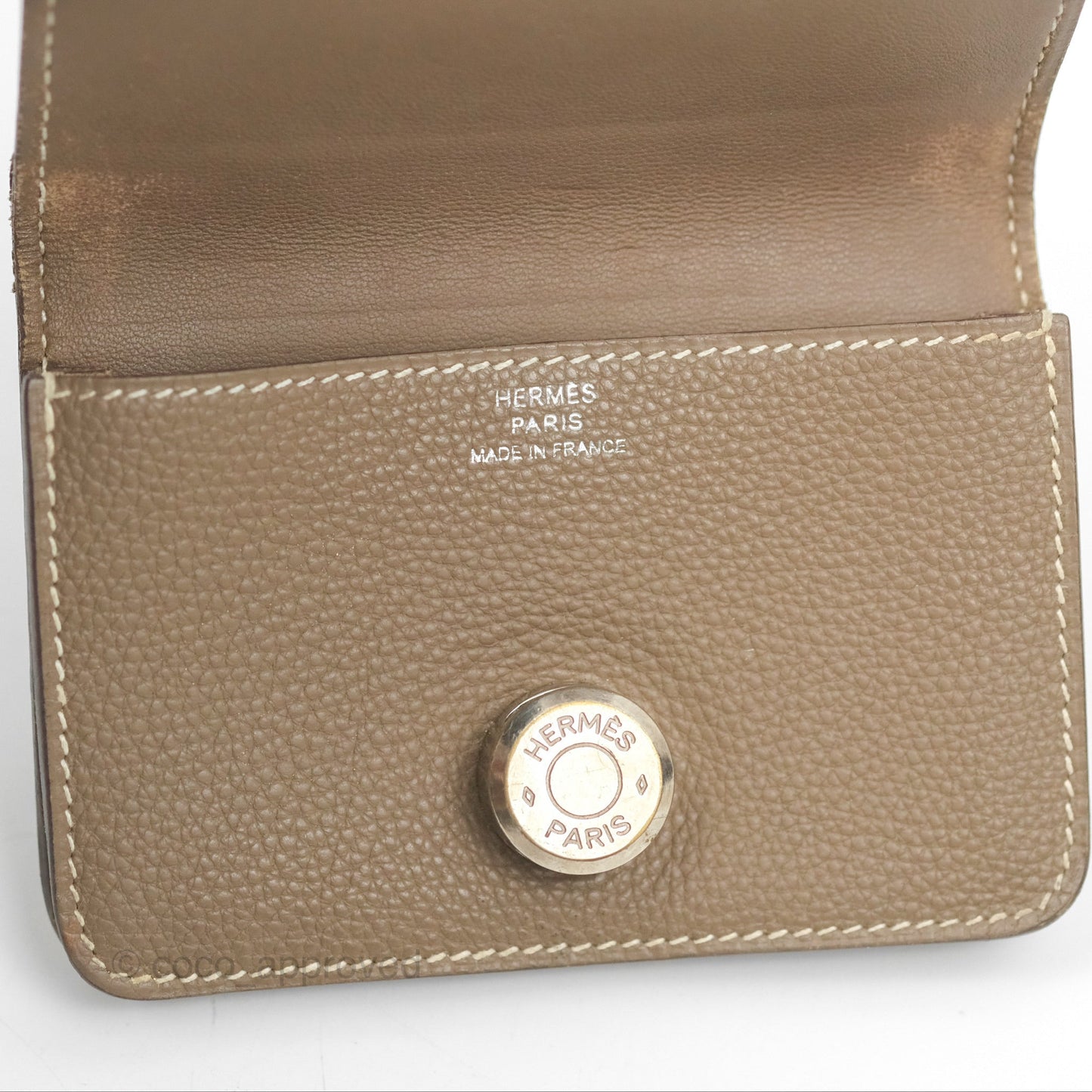Hermes Dogon Card Case Etoupe Togo Palladium Hardware